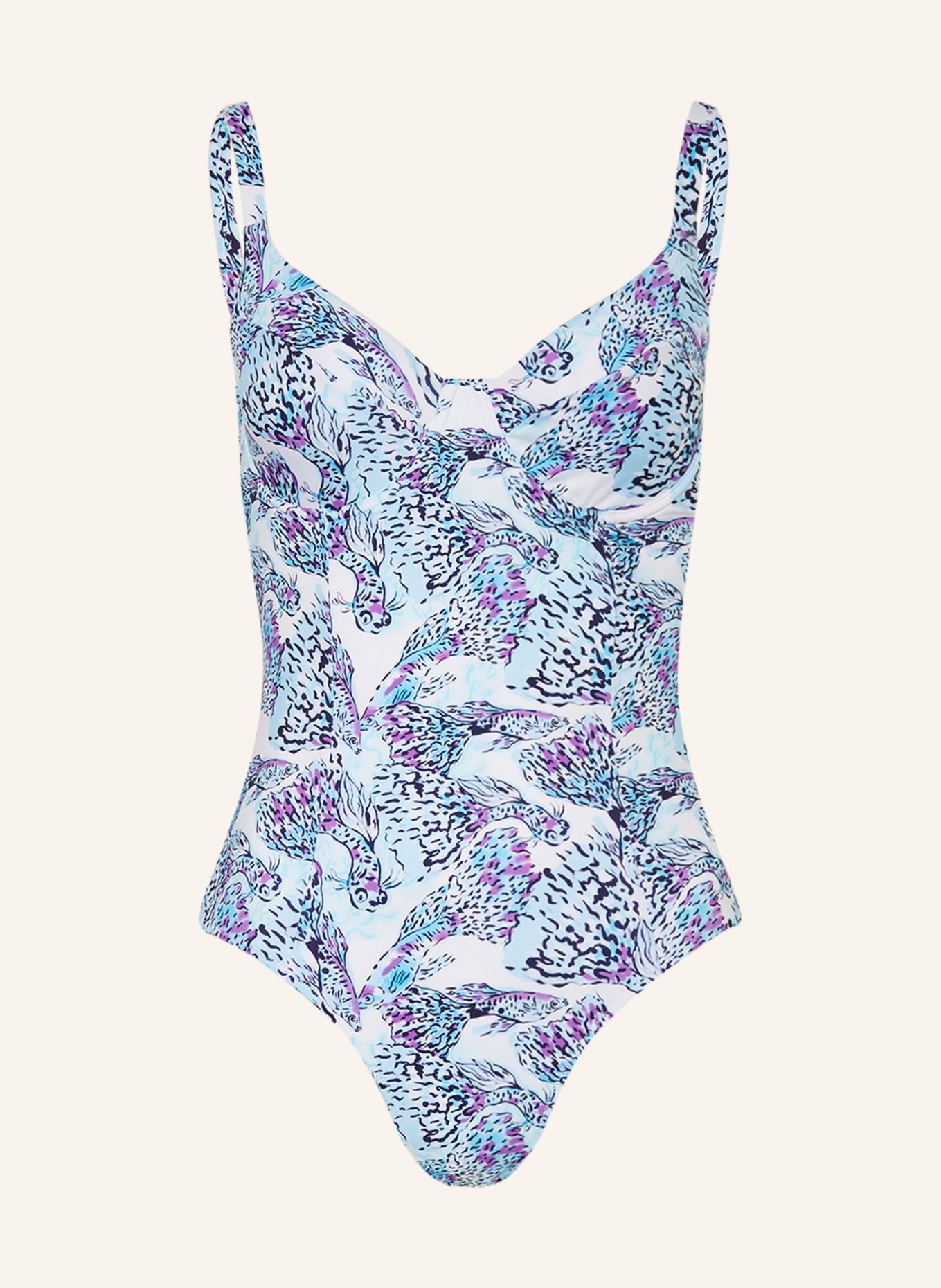 VILEBREQUIN Swimsuit ISADORA FISH LEONITA, Color: WHITE/ TURQUOISE/ PURPLE (Image 1)