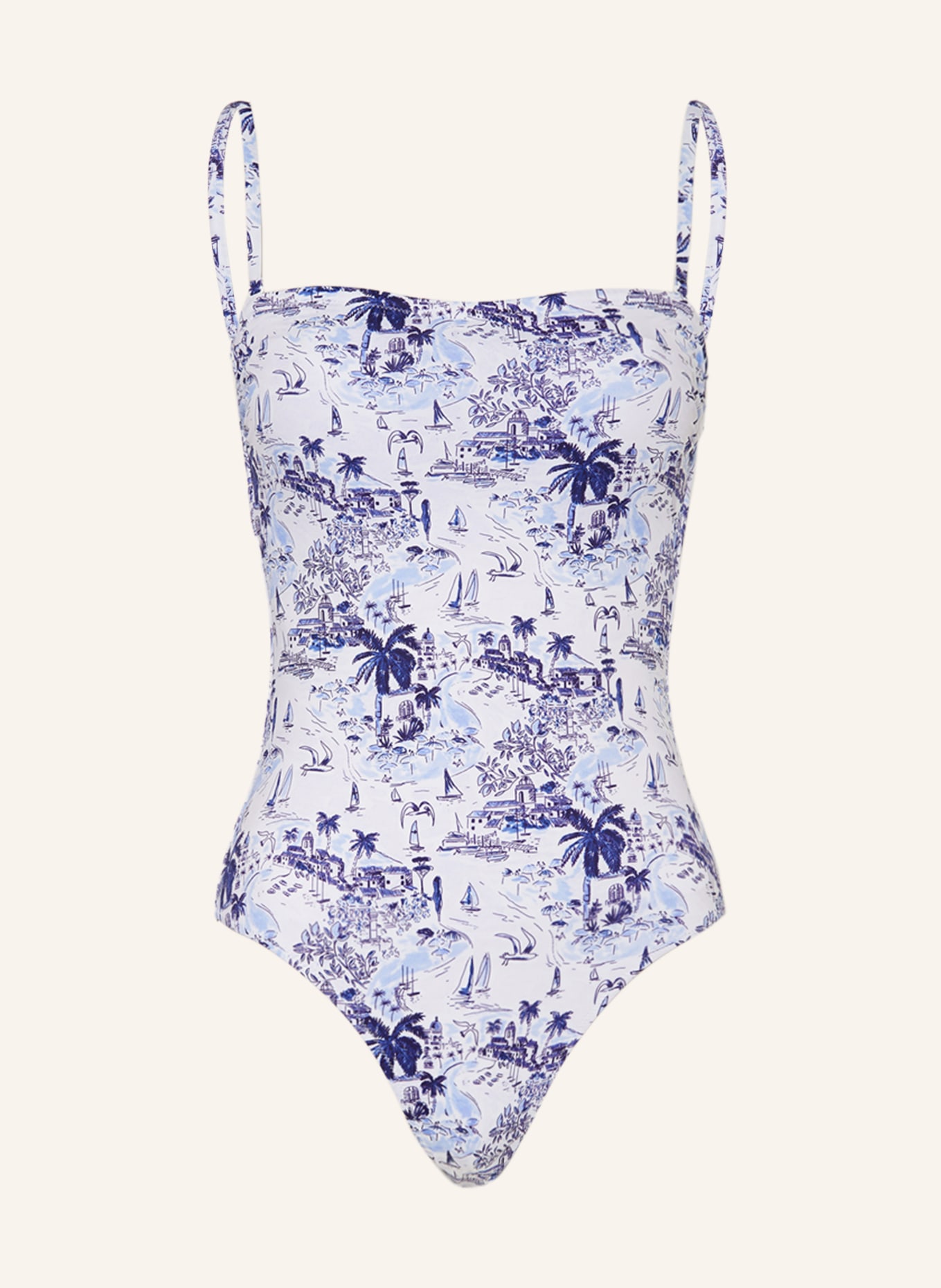 VILEBREQUIN Bandeau swimsuit RIVIERA FACETTE, Color: WHITE/ DARK BLUE/ LIGHT BLUE (Image 1)
