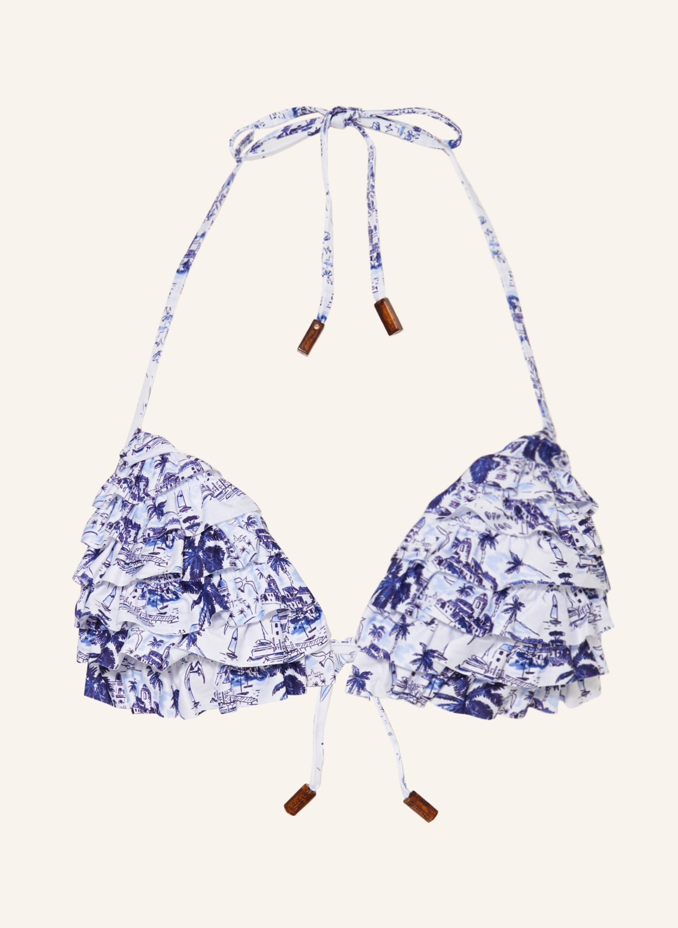 VILEBREQUIN Push-up bikini top RIVIERA FLEURLY, Color: WHITE/ DARK BLUE/ LIGHT BLUE (Image 1)
