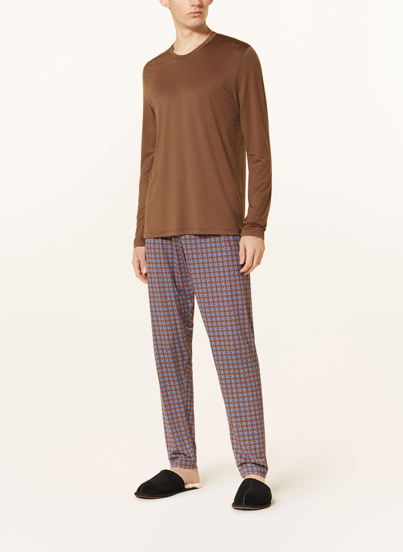 mey Pajama pants series RETRO PRINT, Color: BLUE/ BROWN (Image 2)