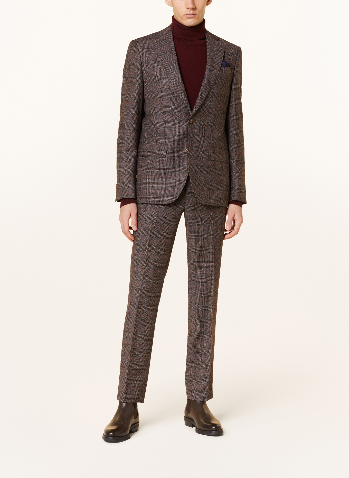 SAND COPENHAGEN Tailored jacket STAR NAPOLI modern fit, Color: DARK BROWN/ LIGHT BLUE/ ECRU (Image 2)