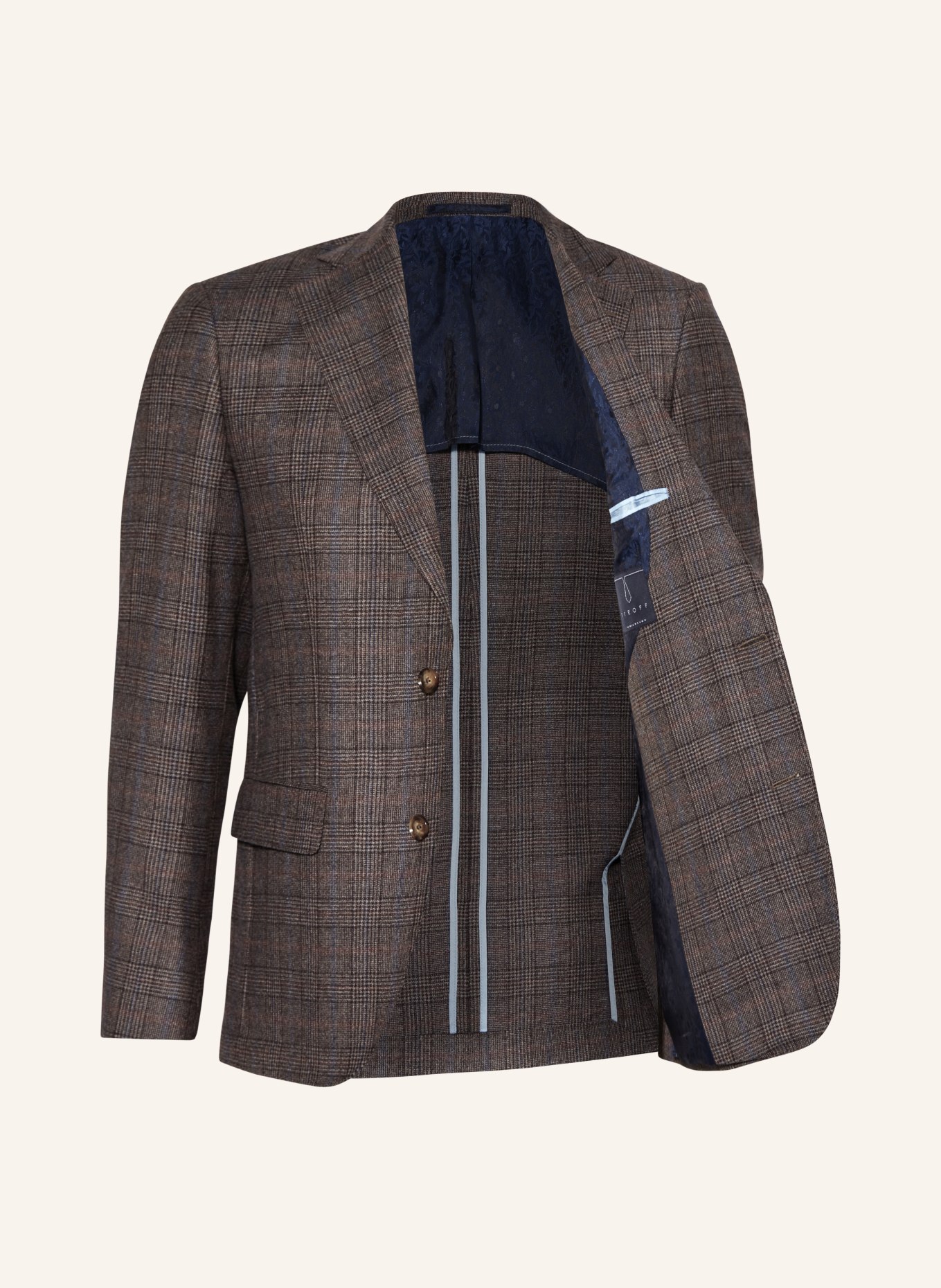 SAND COPENHAGEN Tailored jacket STAR NAPOLI modern fit, Color: DARK BROWN/ LIGHT BLUE/ ECRU (Image 4)