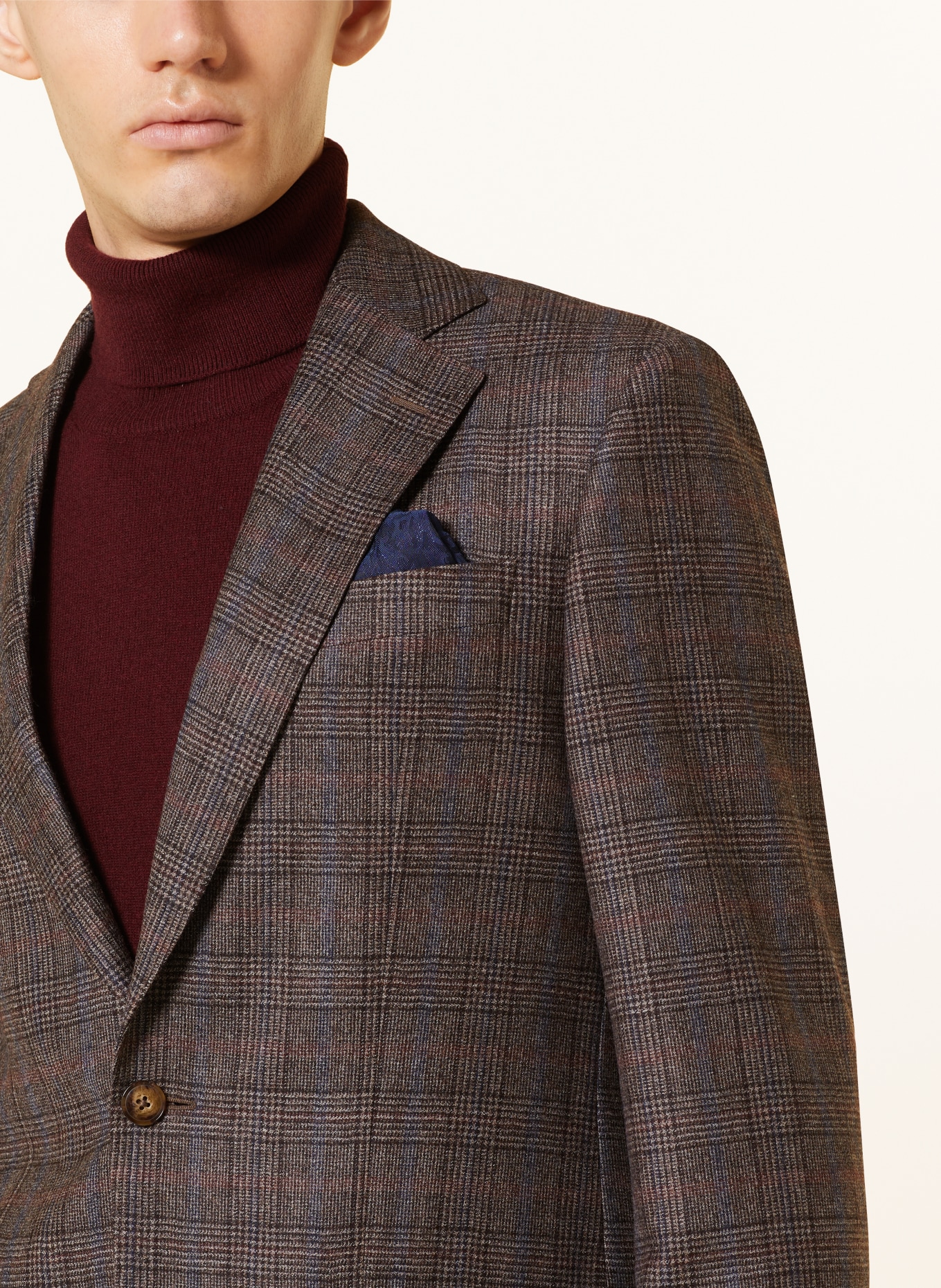 SAND COPENHAGEN Tailored jacket STAR NAPOLI modern fit, Color: DARK BROWN/ LIGHT BLUE/ ECRU (Image 6)