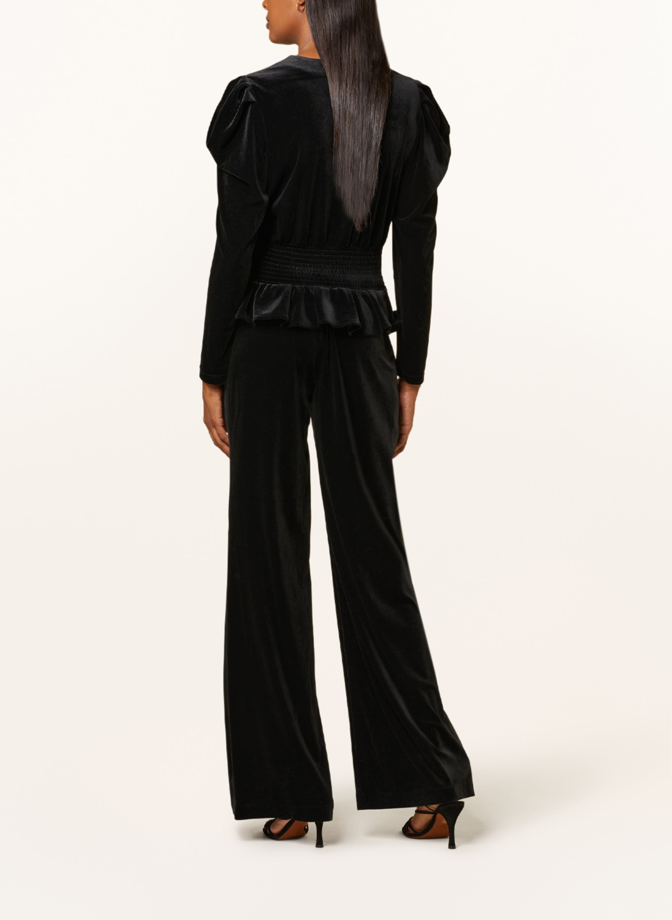 DANTE6 Wide leg trousers ALVIE made of velvet, Color: BLACK (Image 3)