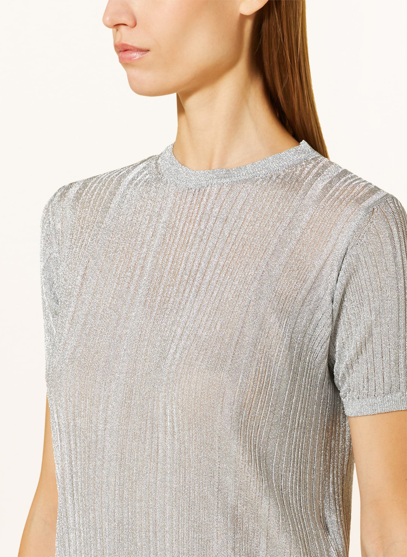 GUCCI Knit shirt with glitter thread in silver