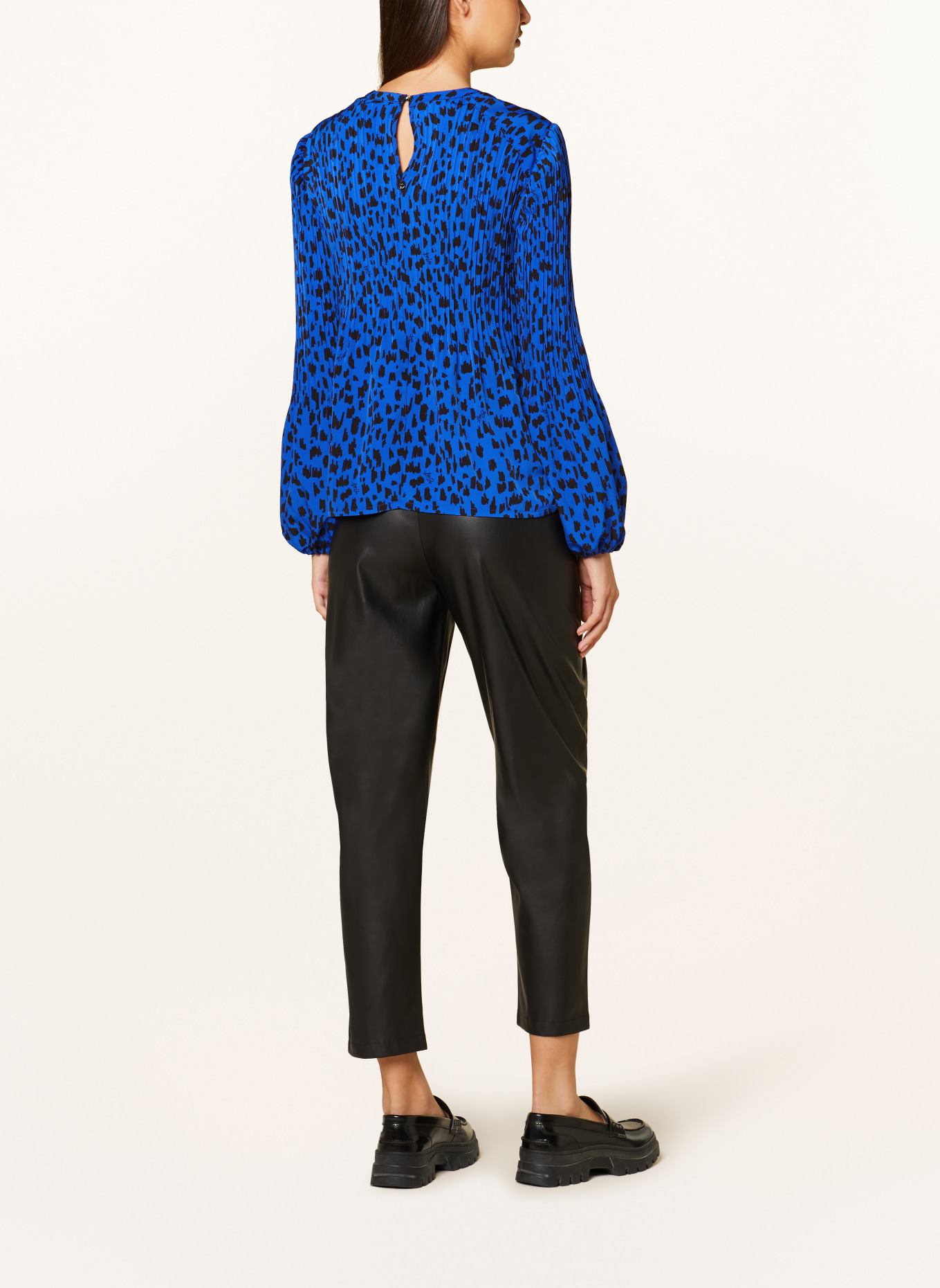 LIU JO Shirt blouse with cut-out and pleats, Color: BLUE/ BLACK (Image 3)
