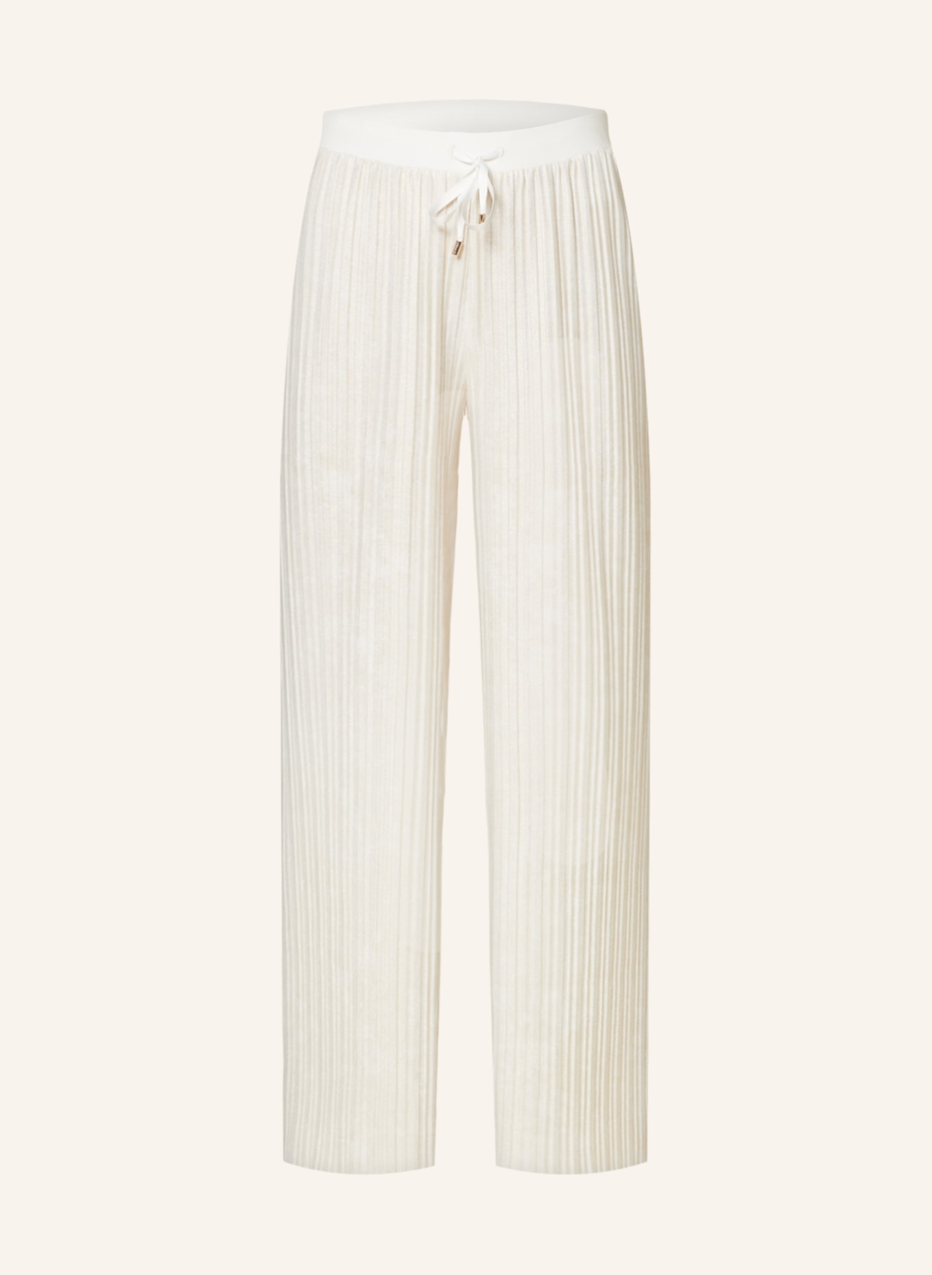 LIU JO Wide leg trousers with pleats and glitter thread, Color: ECRU (Image 1)