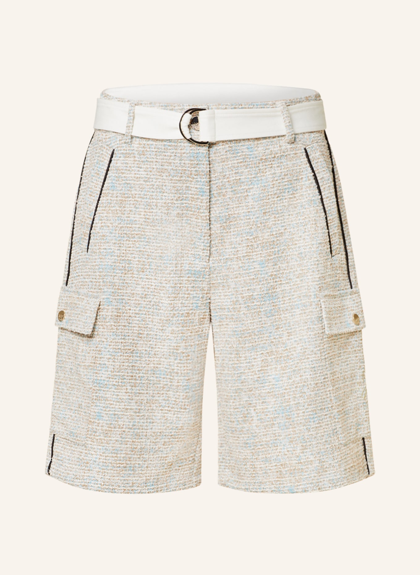 LIU JO Bouclé-shorts with glitter thread, Color: WHITE/ BEIGE (Image 1)