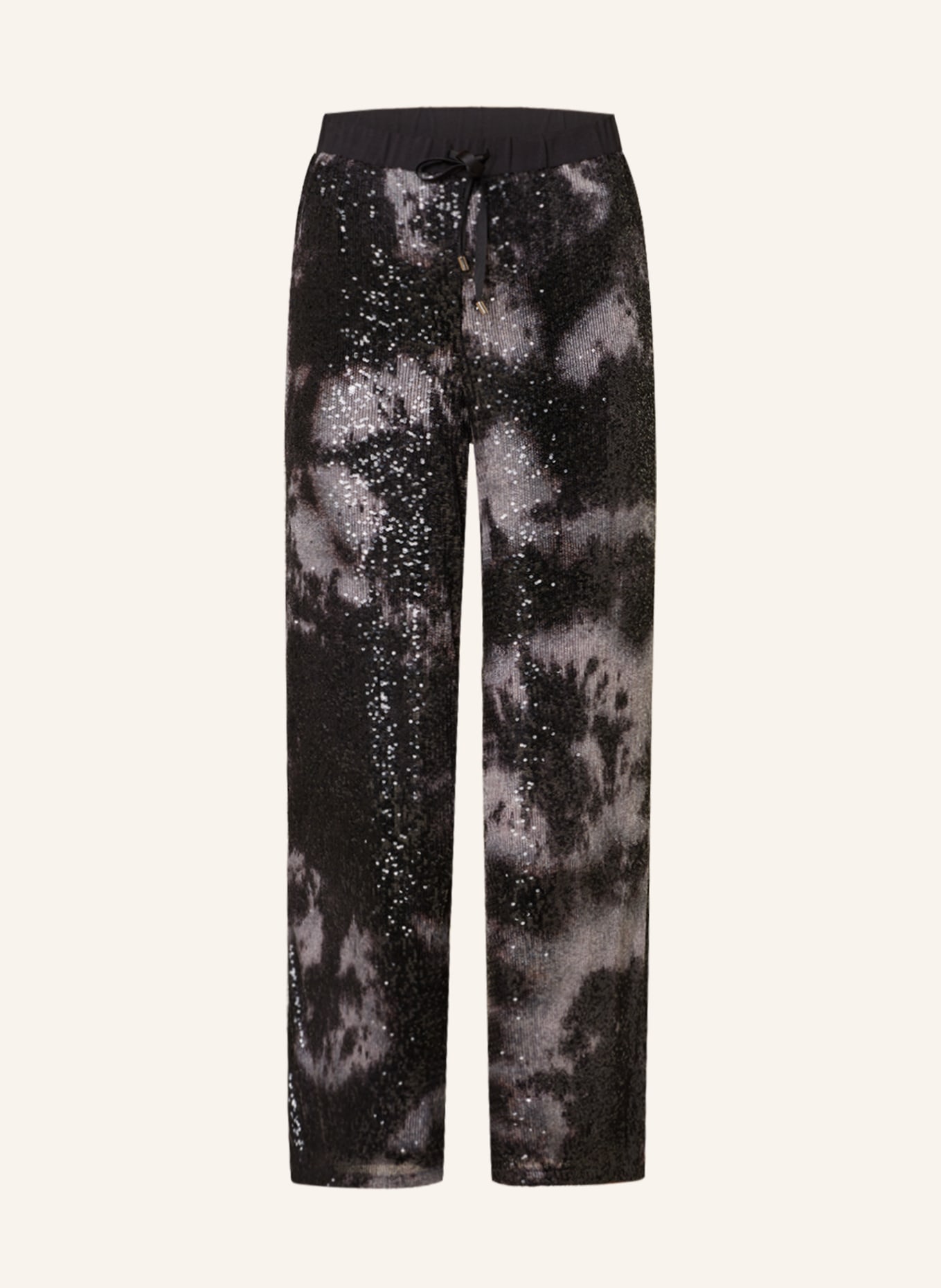 LIU JO Wide leg trousers with sequins, Color: BLACK/ GRAY (Image 1)