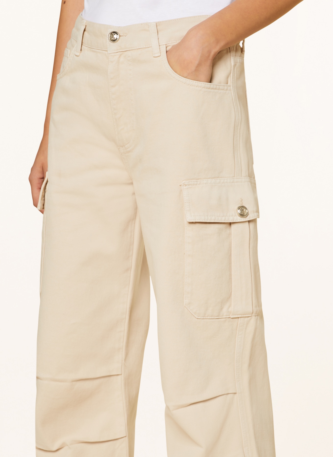LIU JO Cargo pants with decorative gem, Color: BEIGE (Image 5)