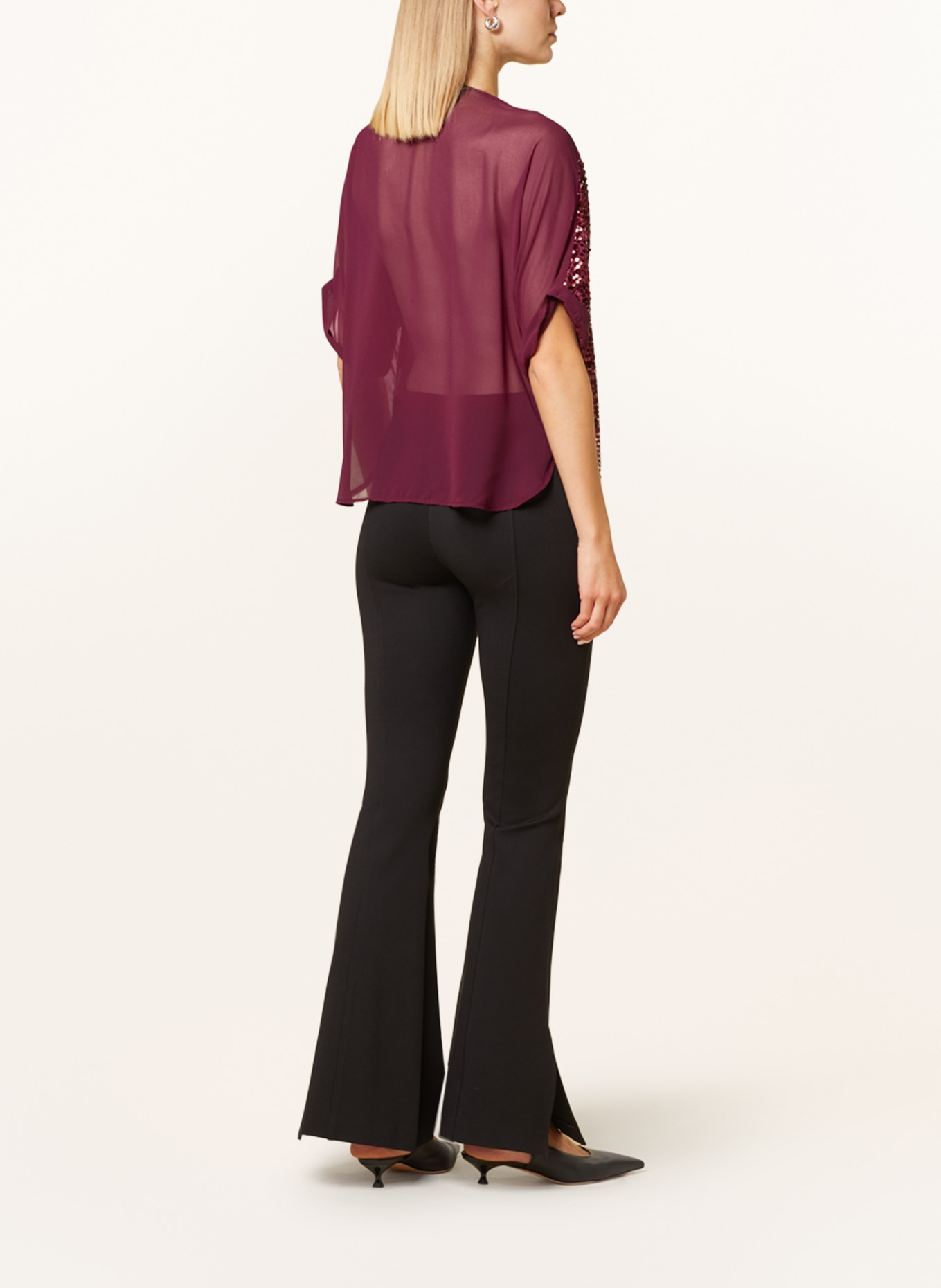 MORE & MORE Shirt blouse with sequins, Color: DARK RED (Image 3)