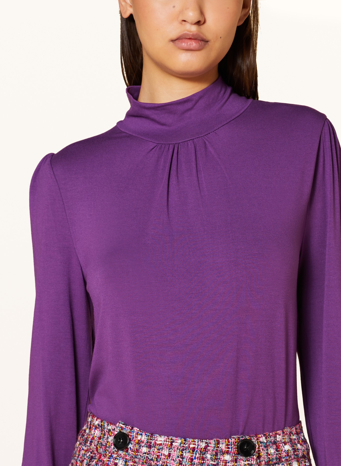 MORE & MORE Shirt blouse made of jersey, Color: DARK PURPLE (Image 4)