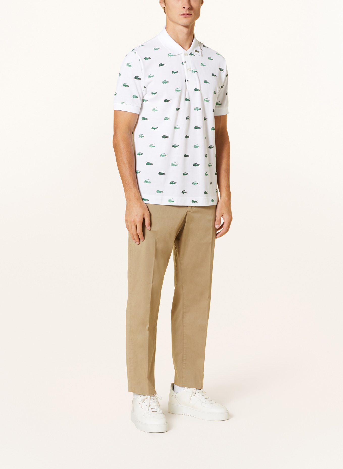 LACOSTE Piqué-Poloshirt Classic Fit, Farbe: WEISS/ GRÜN (Bild 2)