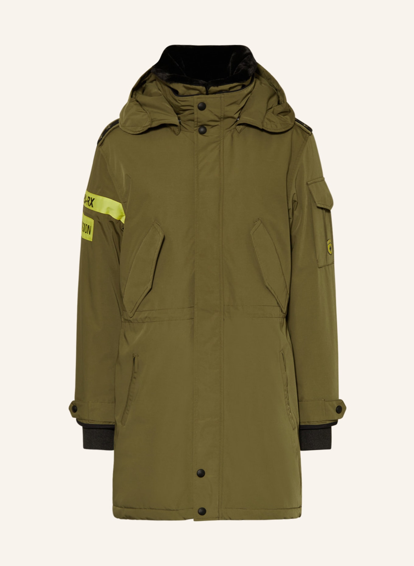 WELLENSTEYN Parka NEBRASKA: OLIV / GELB