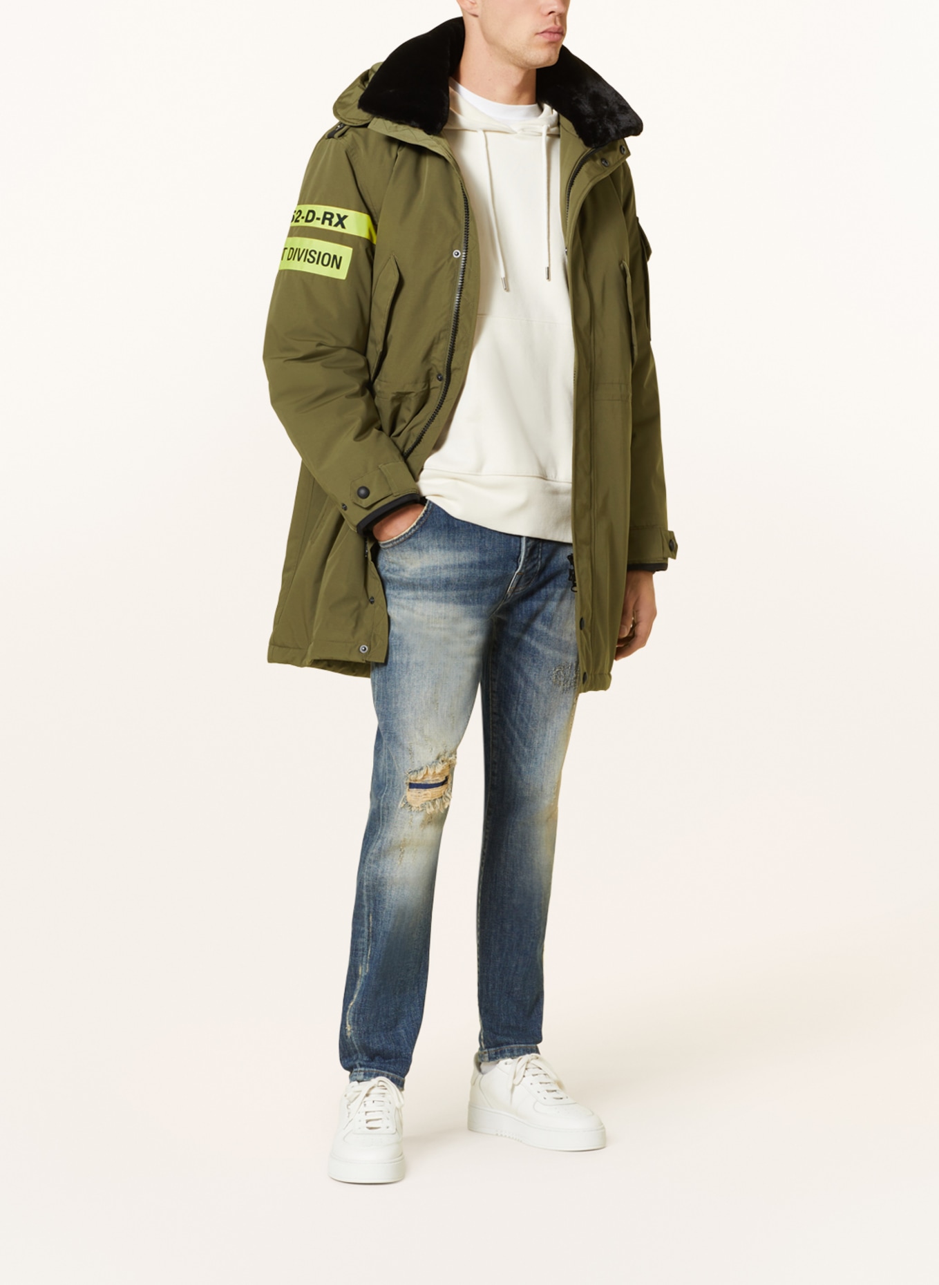 WELLENSTEYN Parka NEBRASKA: OLIV / GELB