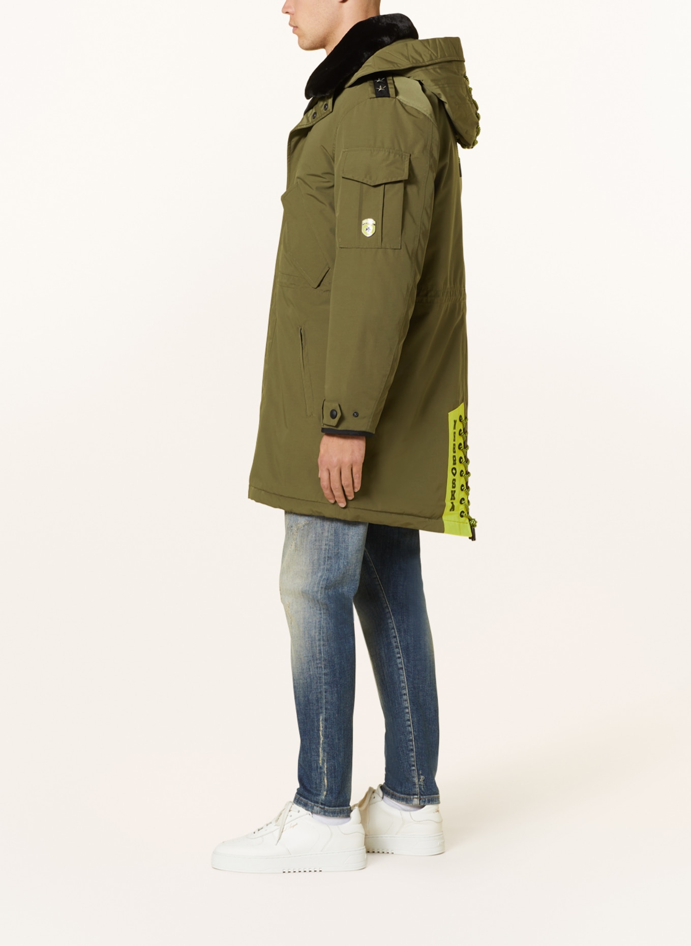 WELLENSTEYN Parka NEBRASKA: OLIV / GELB