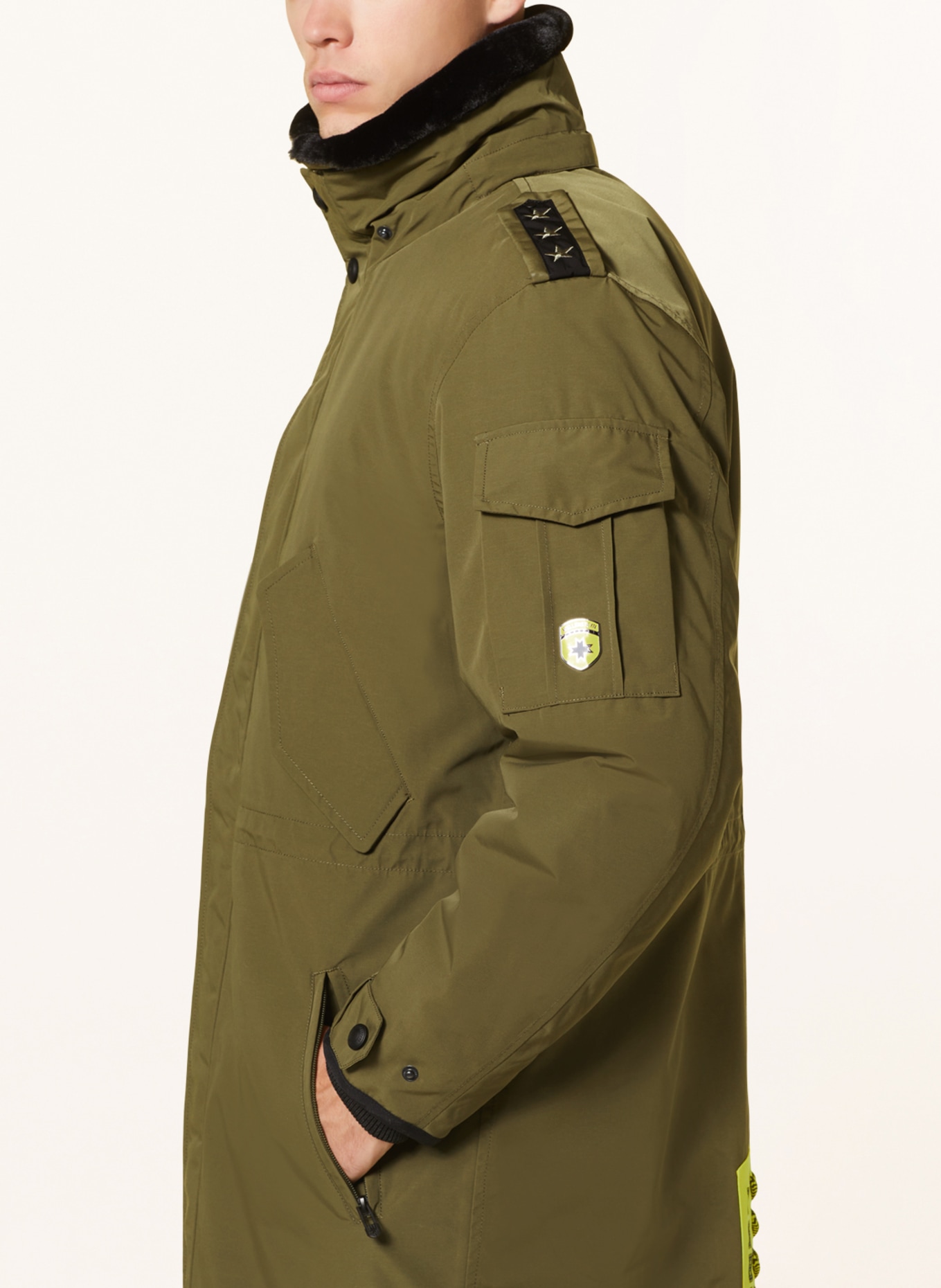 WELLENSTEYN Parka NEBRASKA: OLIV / GELB