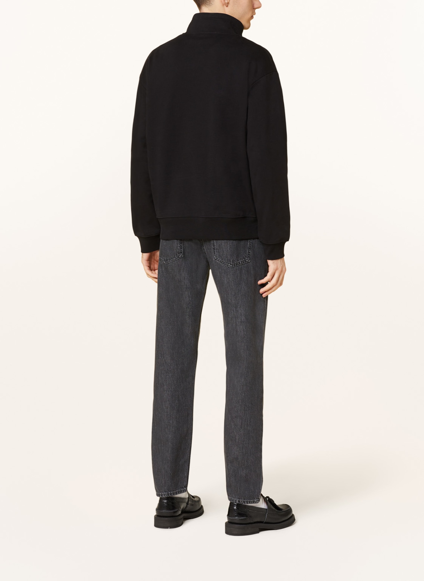 CLOSED Half-zip sweater in sweatshirt fabric, Color: BLACK (Image 3)