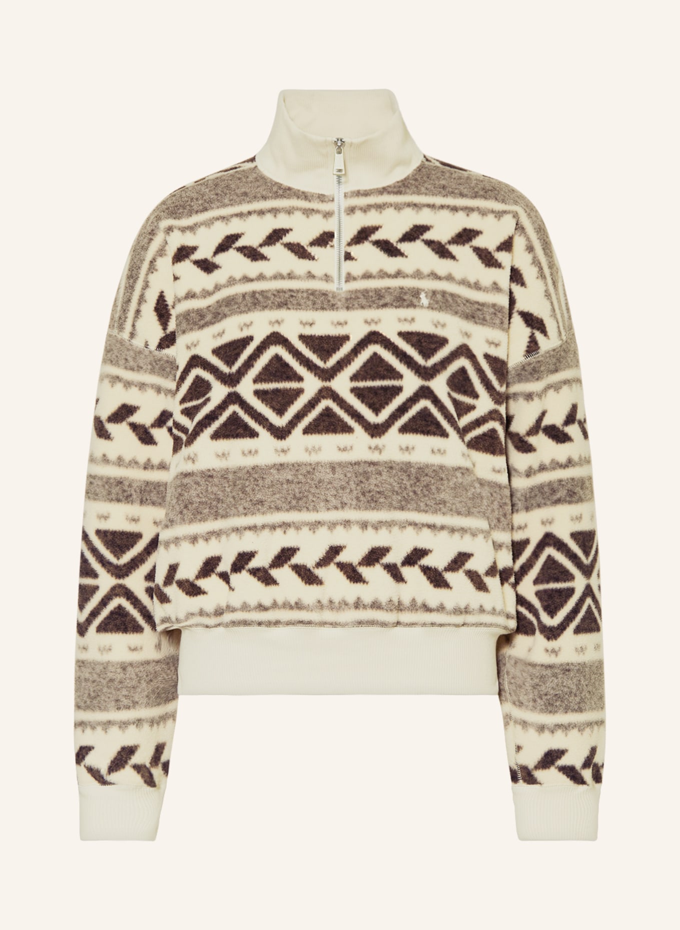 POLO RALPH LAUREN Fleece half-zip sweater, Color: CREAM/ BROWN/ GRAY (Image 1)