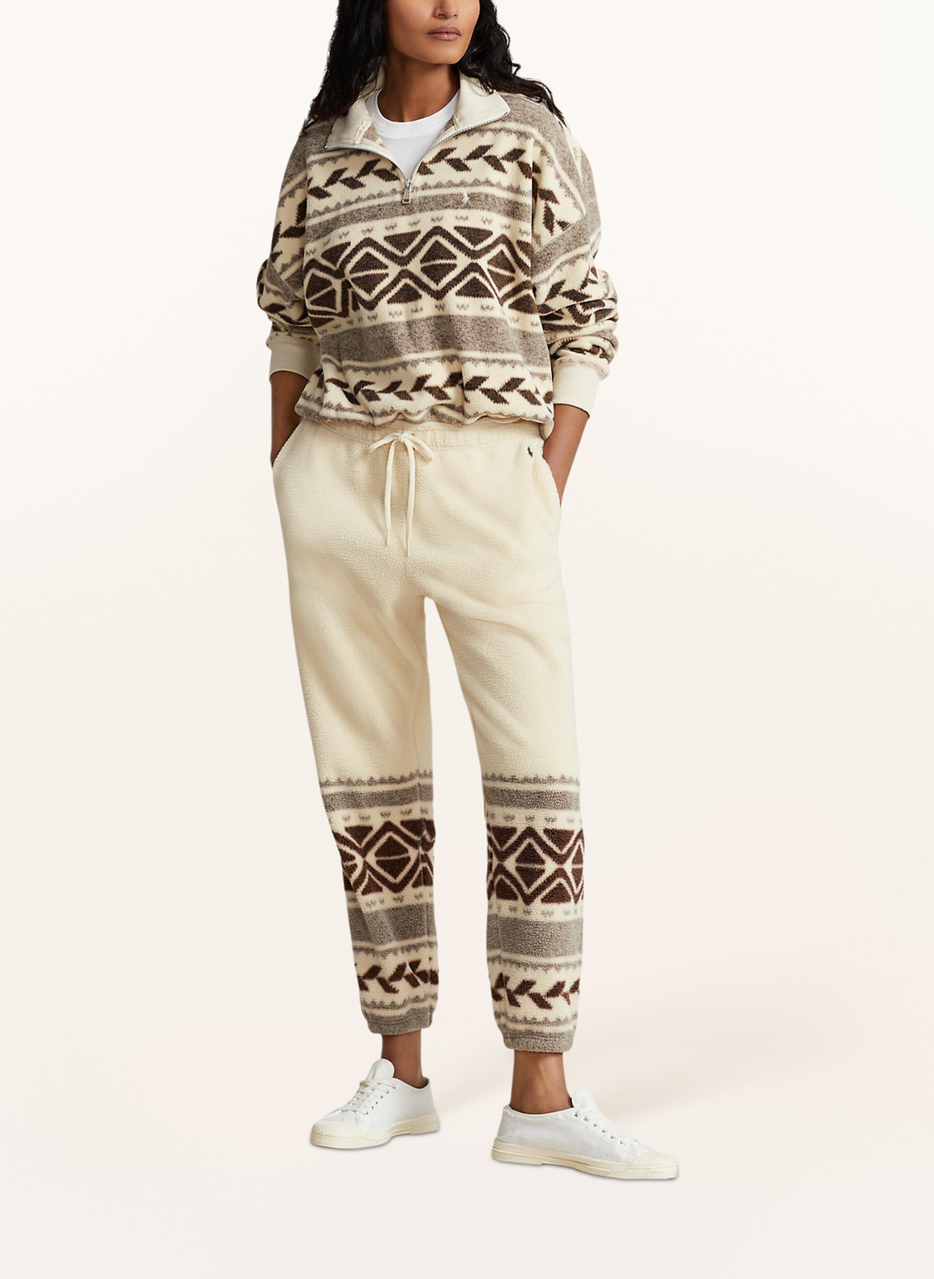 POLO RALPH LAUREN Fleece half-zip sweater, Color: CREAM/ BROWN/ GRAY (Image 2)