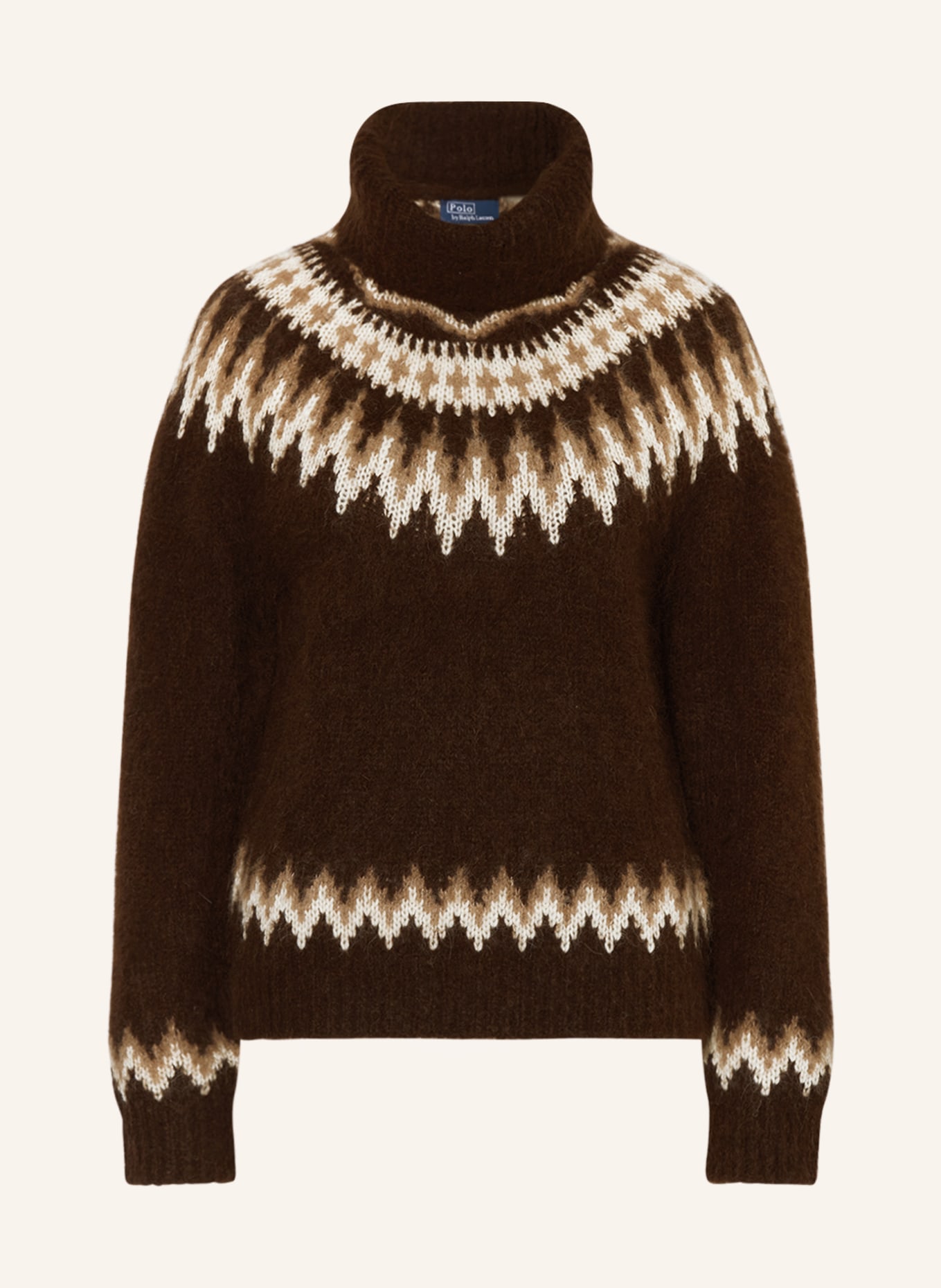 POLO RALPH LAUREN Turtleneck sweater in alpaca, Color: DARK BROWN/ BROWN/ LIGHT BROWN (Image 1)