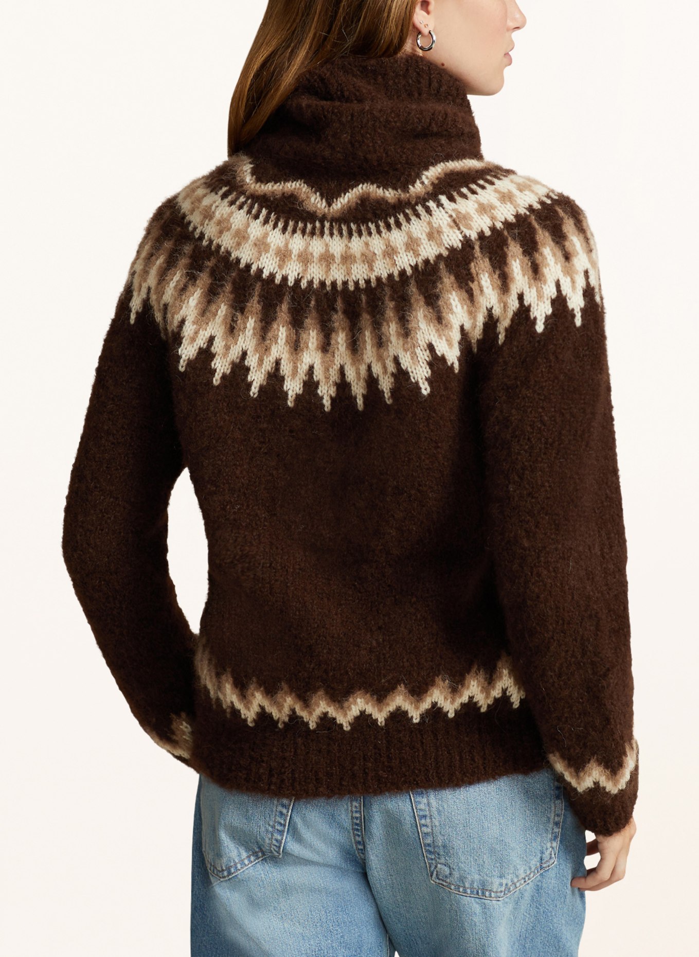POLO RALPH LAUREN Turtleneck sweater in alpaca, Color: DARK BROWN/ BROWN/ LIGHT BROWN (Image 3)