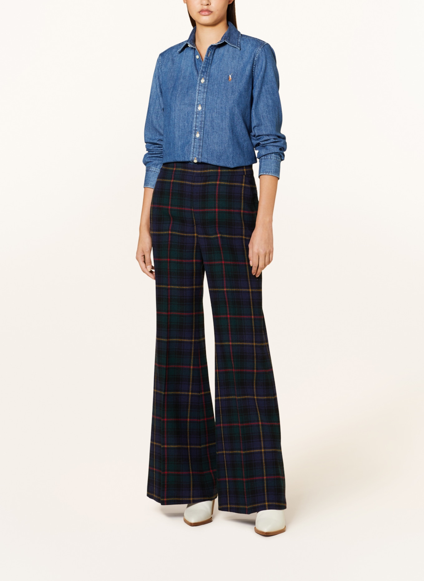 POLO RALPH LAUREN Bootcut trousers in flannel in dark blue red