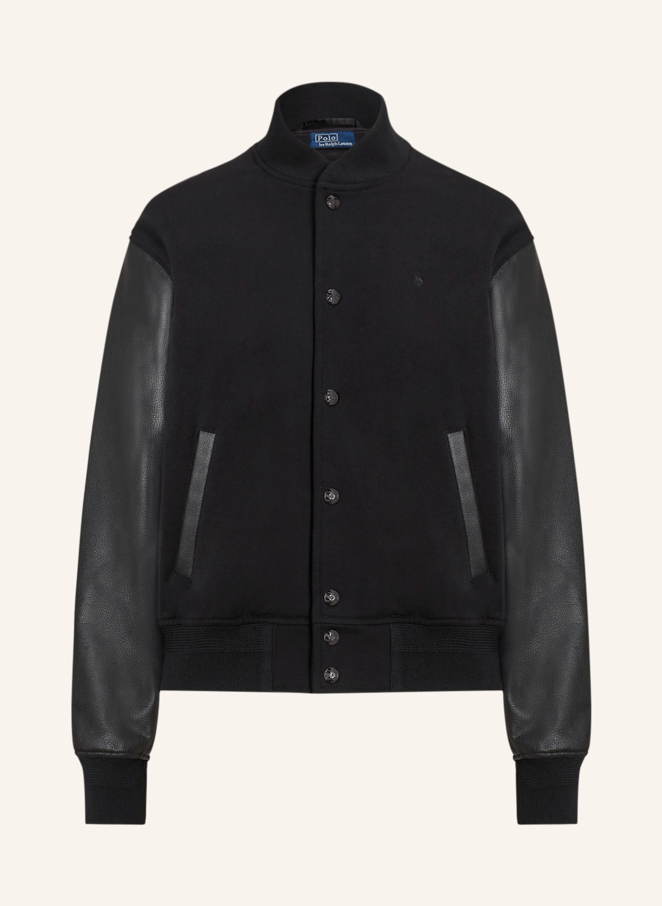 POLO RALPH LAUREN College jacket in mixed materials, Color: BLACK (Image 1)