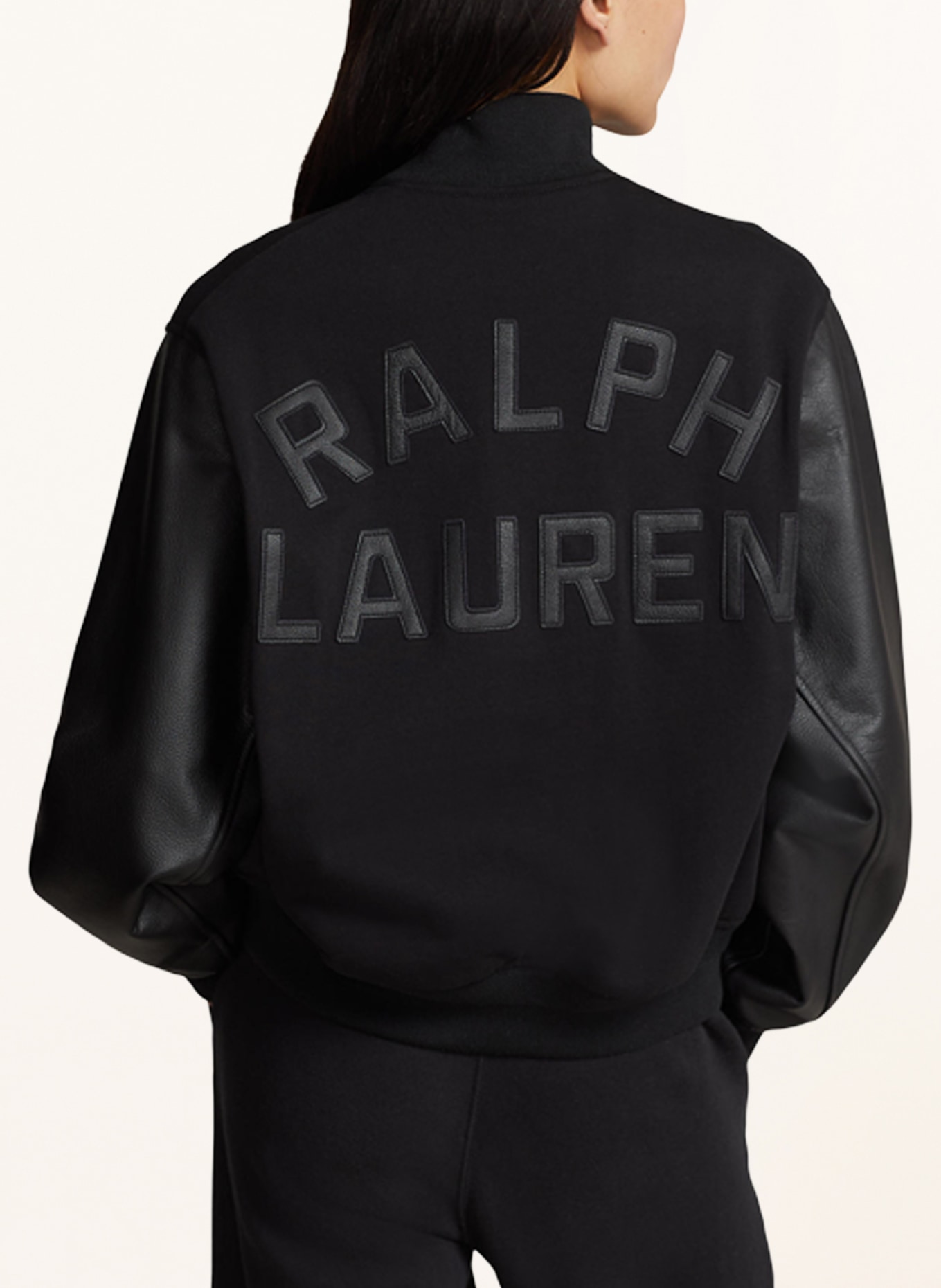 POLO RALPH LAUREN College jacket in mixed materials, Color: BLACK (Image 3)