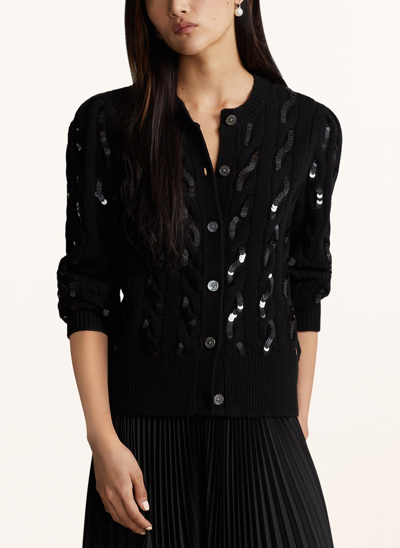 POLO RALPH LAUREN Cardigan with sequins in black
