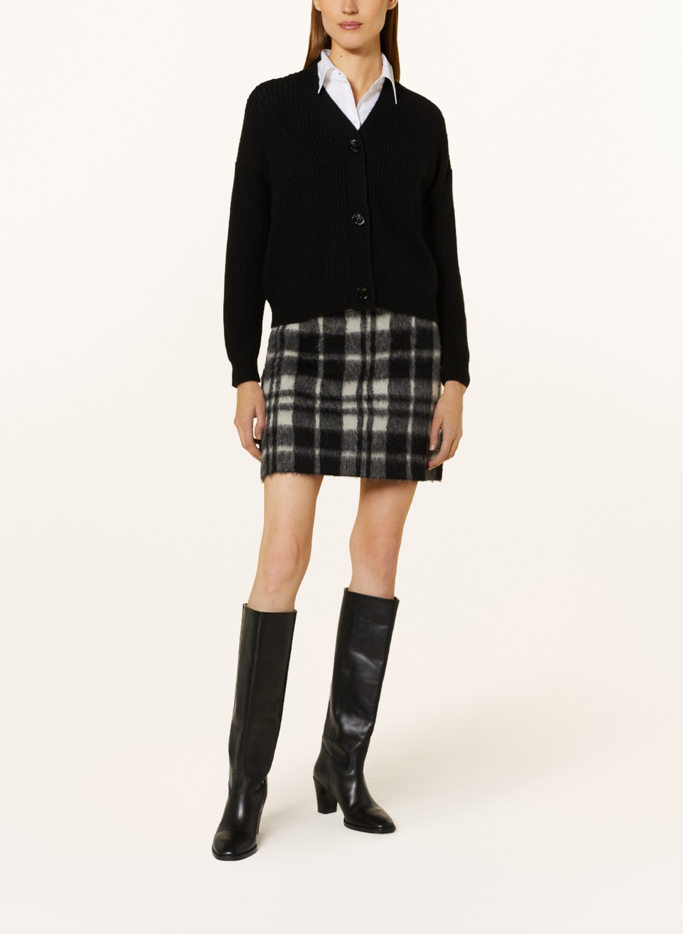 POLO RALPH LAUREN Knit skirt with alpaca, Color: BLACK/ CREAM (Image 2)
