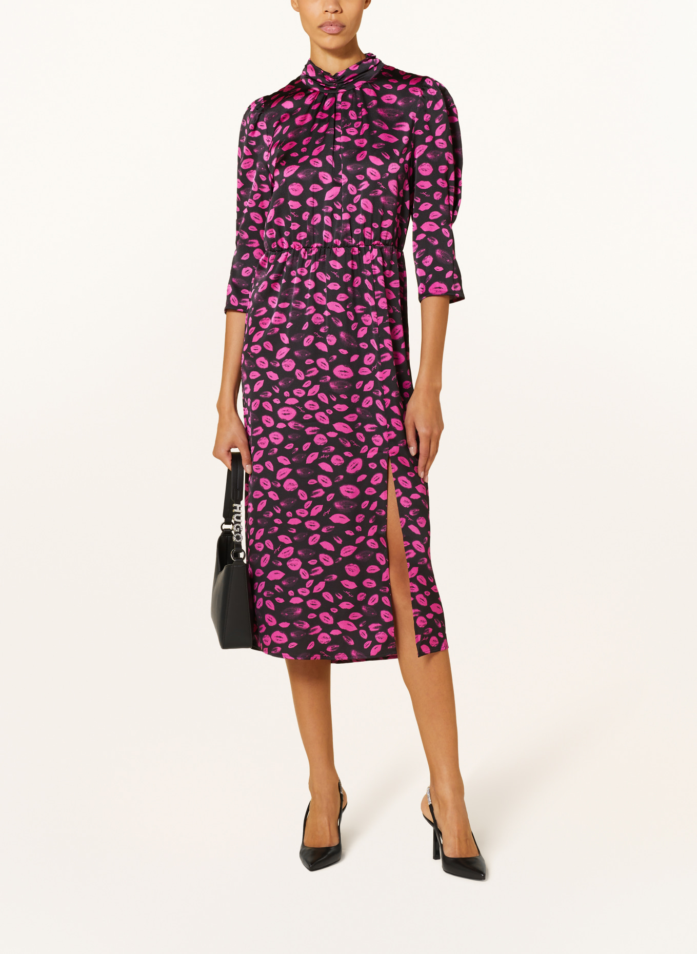 HUGO Dress KAWAIA with 3/4 sleeves, Color: BLACK/ PINK (Image 2)