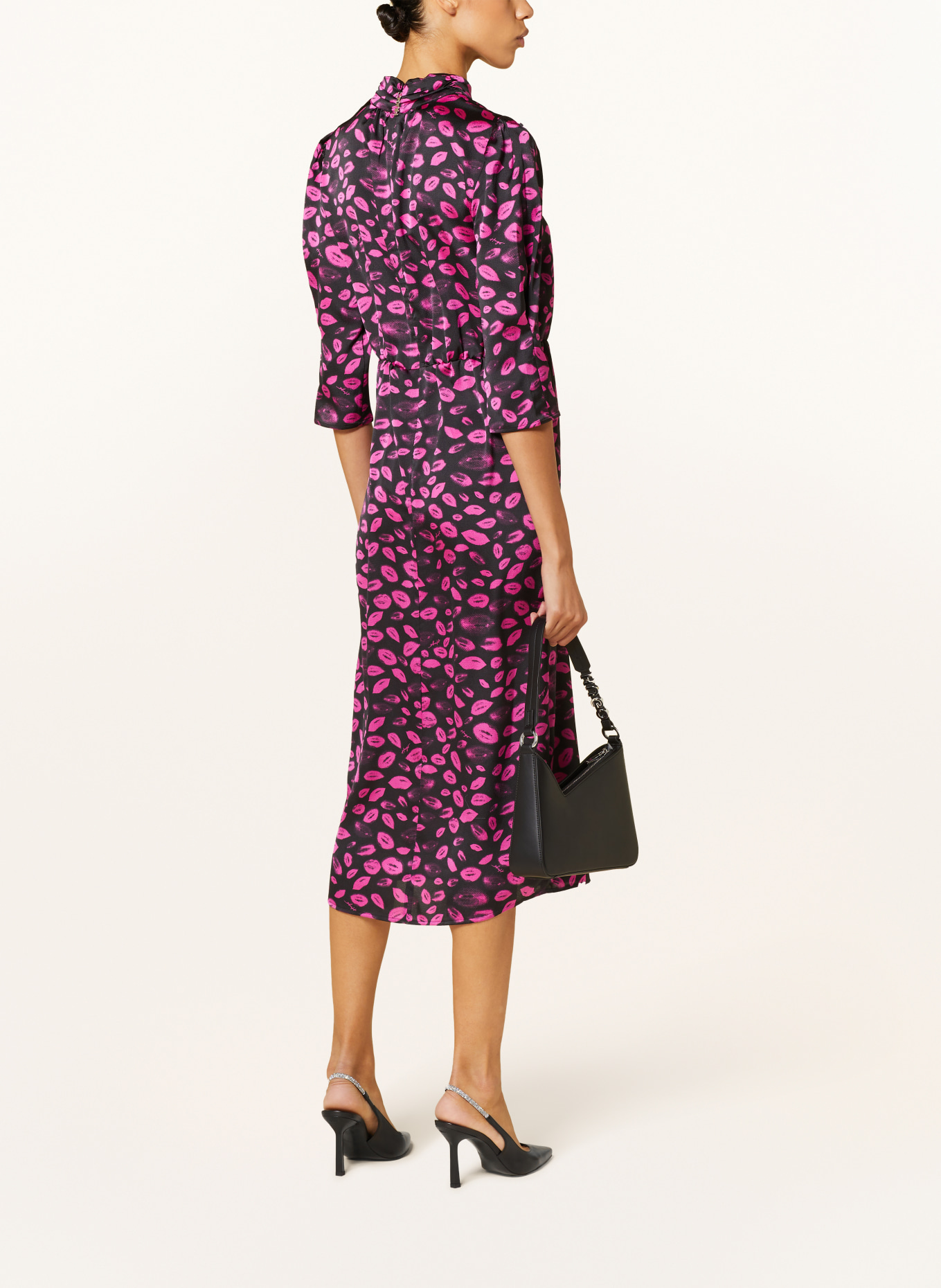 HUGO Dress KAWAIA with 3/4 sleeves, Color: BLACK/ PINK (Image 3)