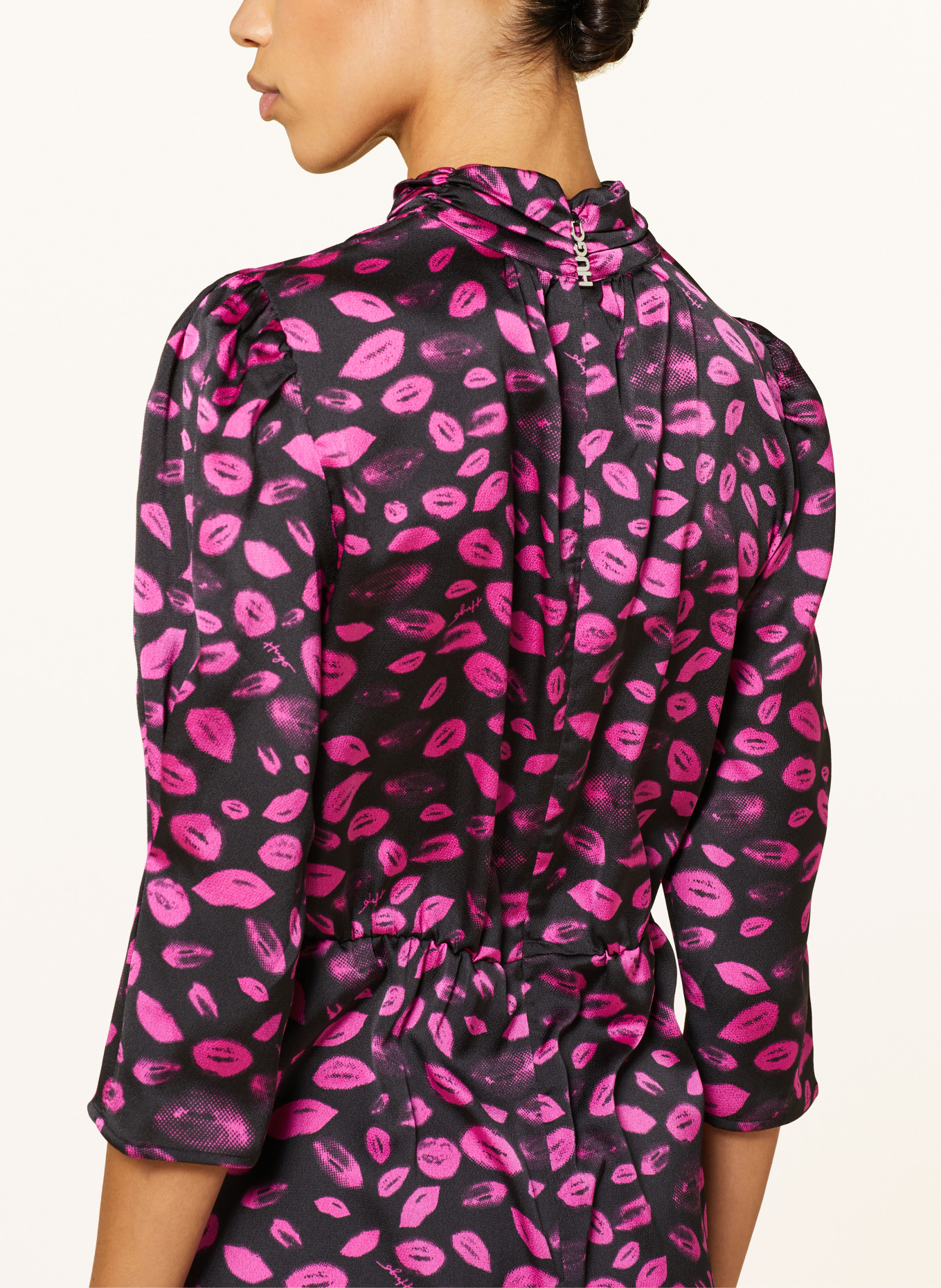 HUGO Dress KAWAIA with 3/4 sleeves, Color: BLACK/ PINK (Image 4)