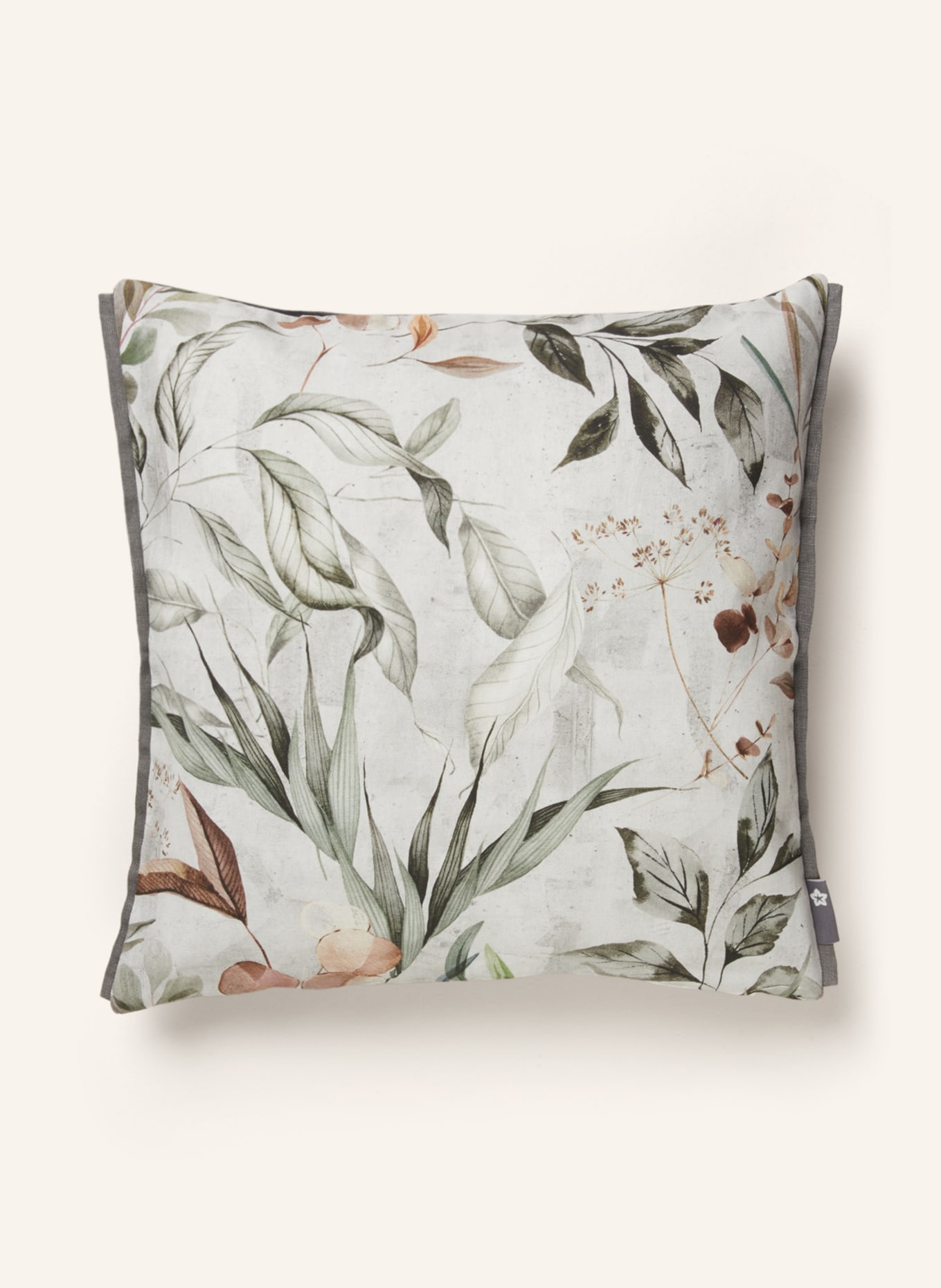 pichler Decorative cushion cover MAVI-K, Color: LIGHT GRAY/ GREEN/ BROWN (Image 1)