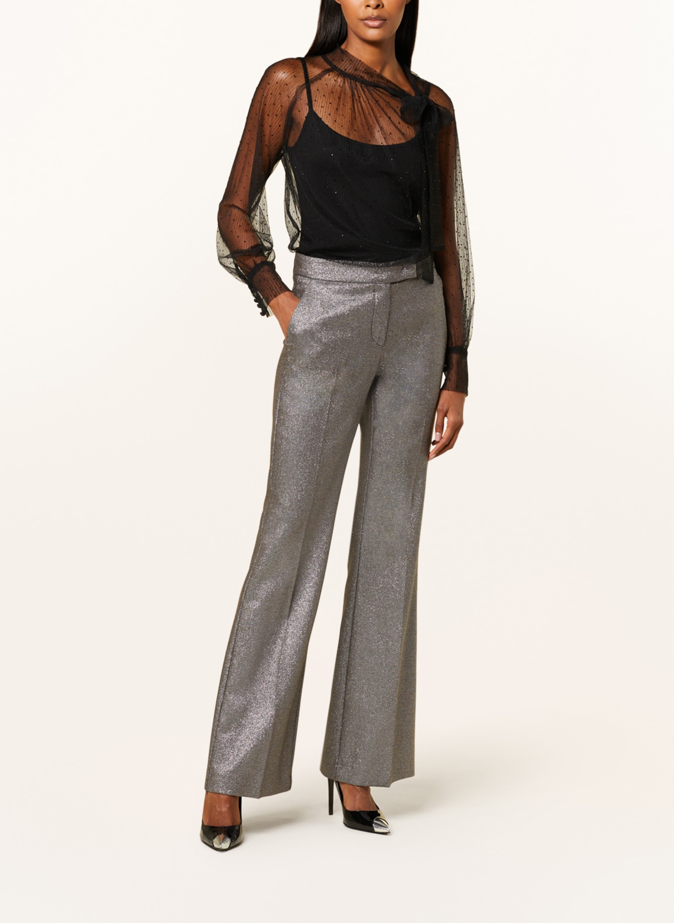 RIANI Bootcut trousers with glitter thread, Color: GRAY (Image 2)