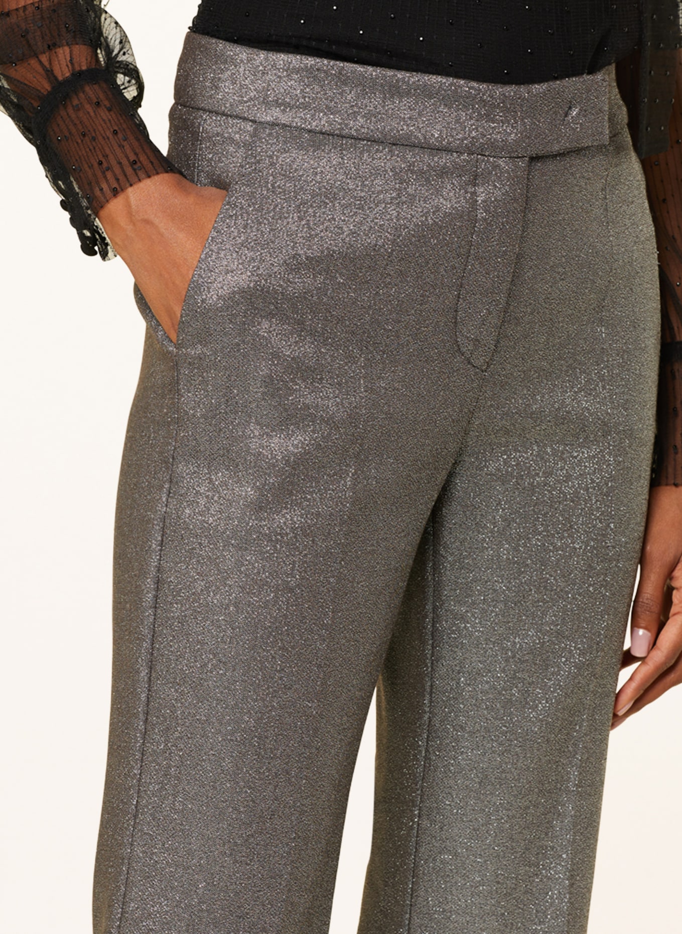 RIANI Bootcut trousers with glitter thread, Color: GRAY (Image 5)
