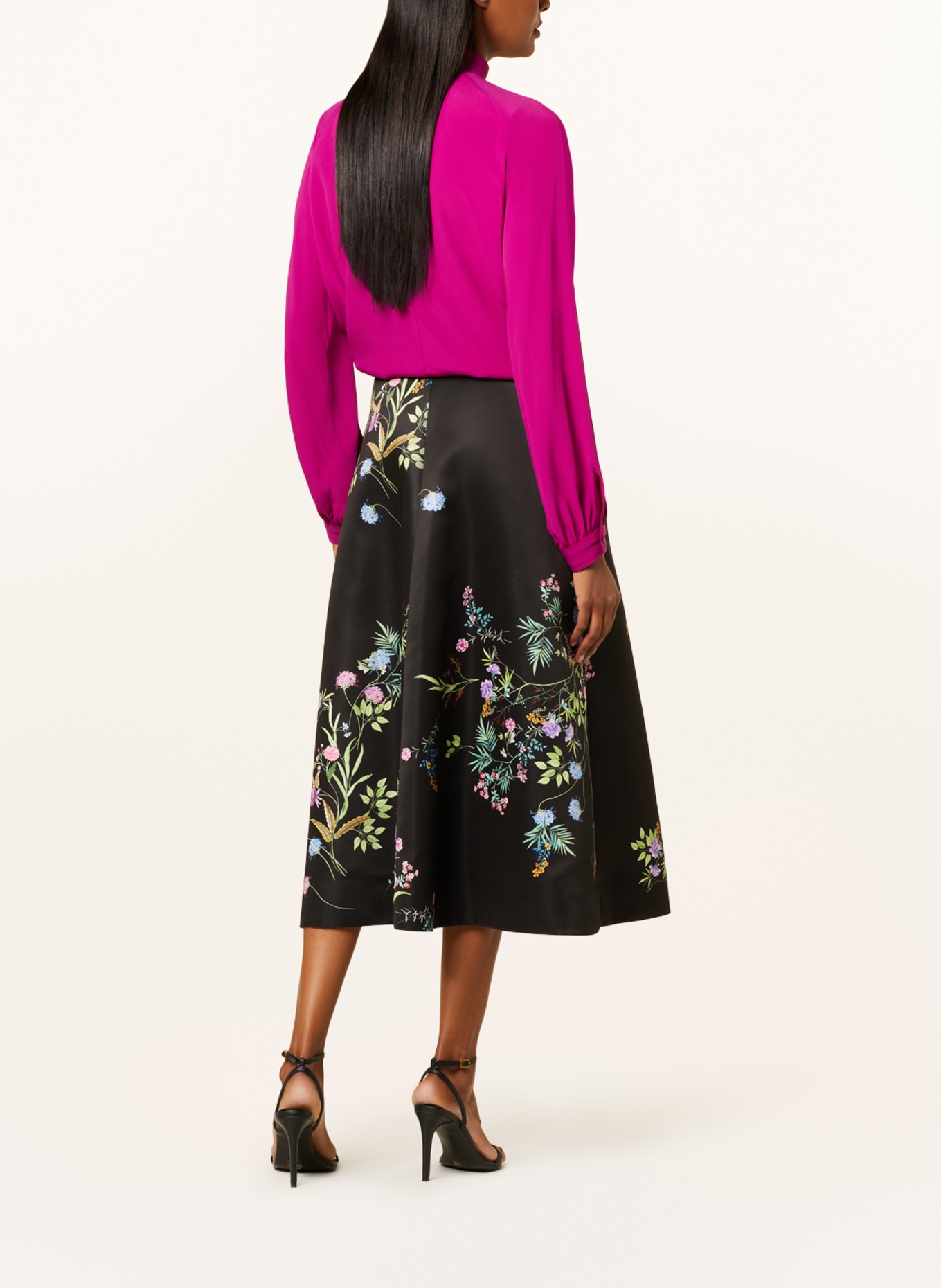 RIANI Satin skirt, Color: BLACK/ LIGHT GREEN (Image 3)
