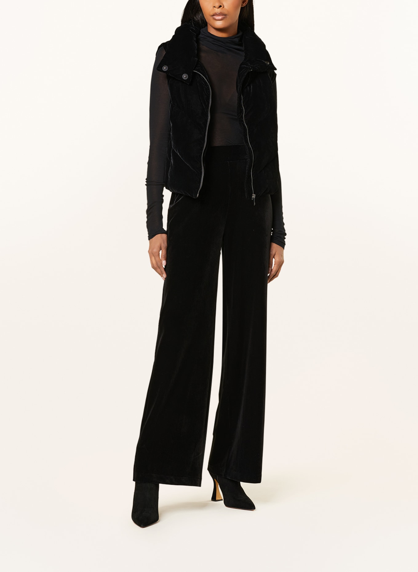 RIANI Wide leg trousers made of velvet, Color: BLACK (Image 2)