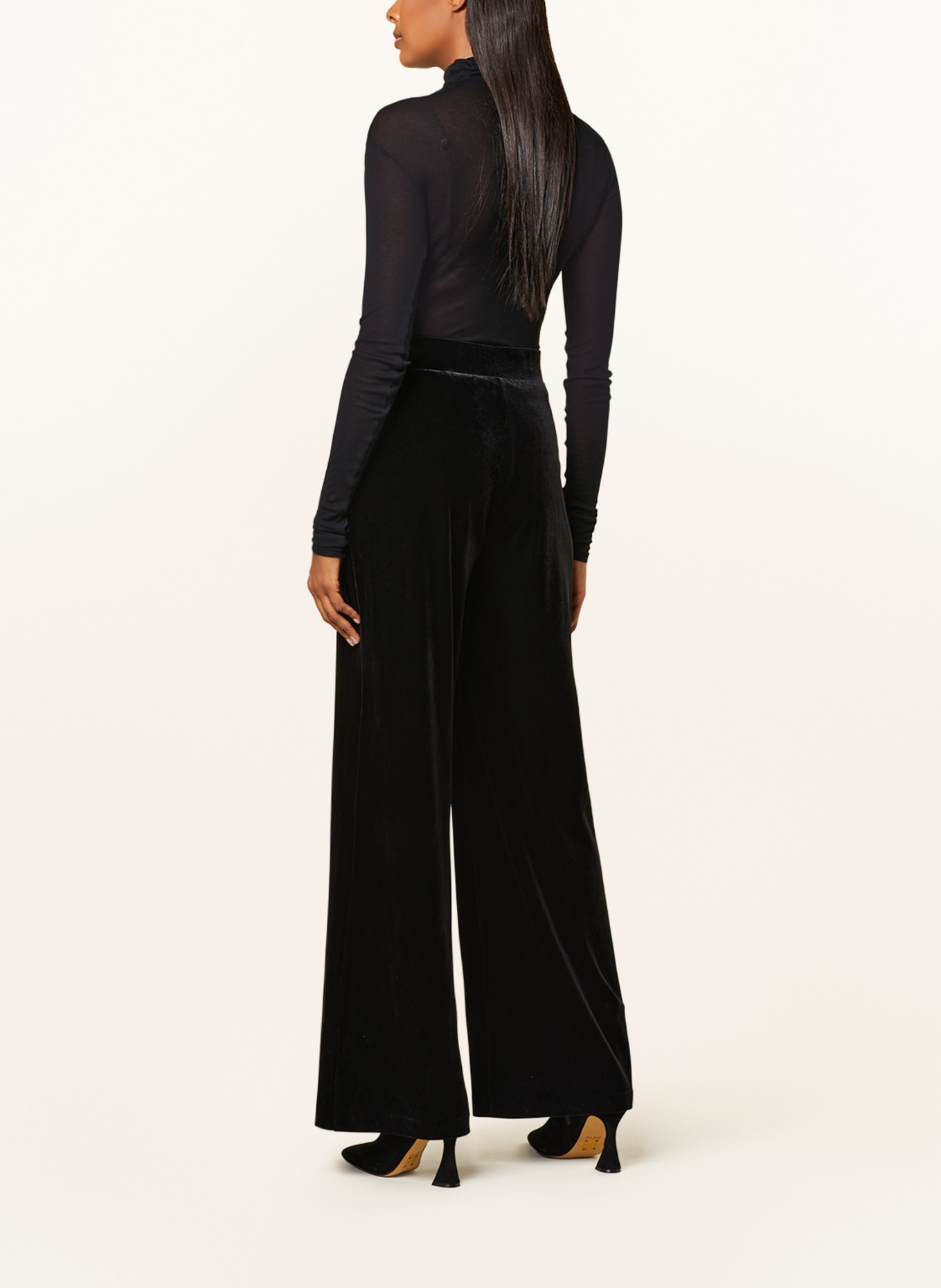 RIANI Wide leg trousers made of velvet, Color: BLACK (Image 3)