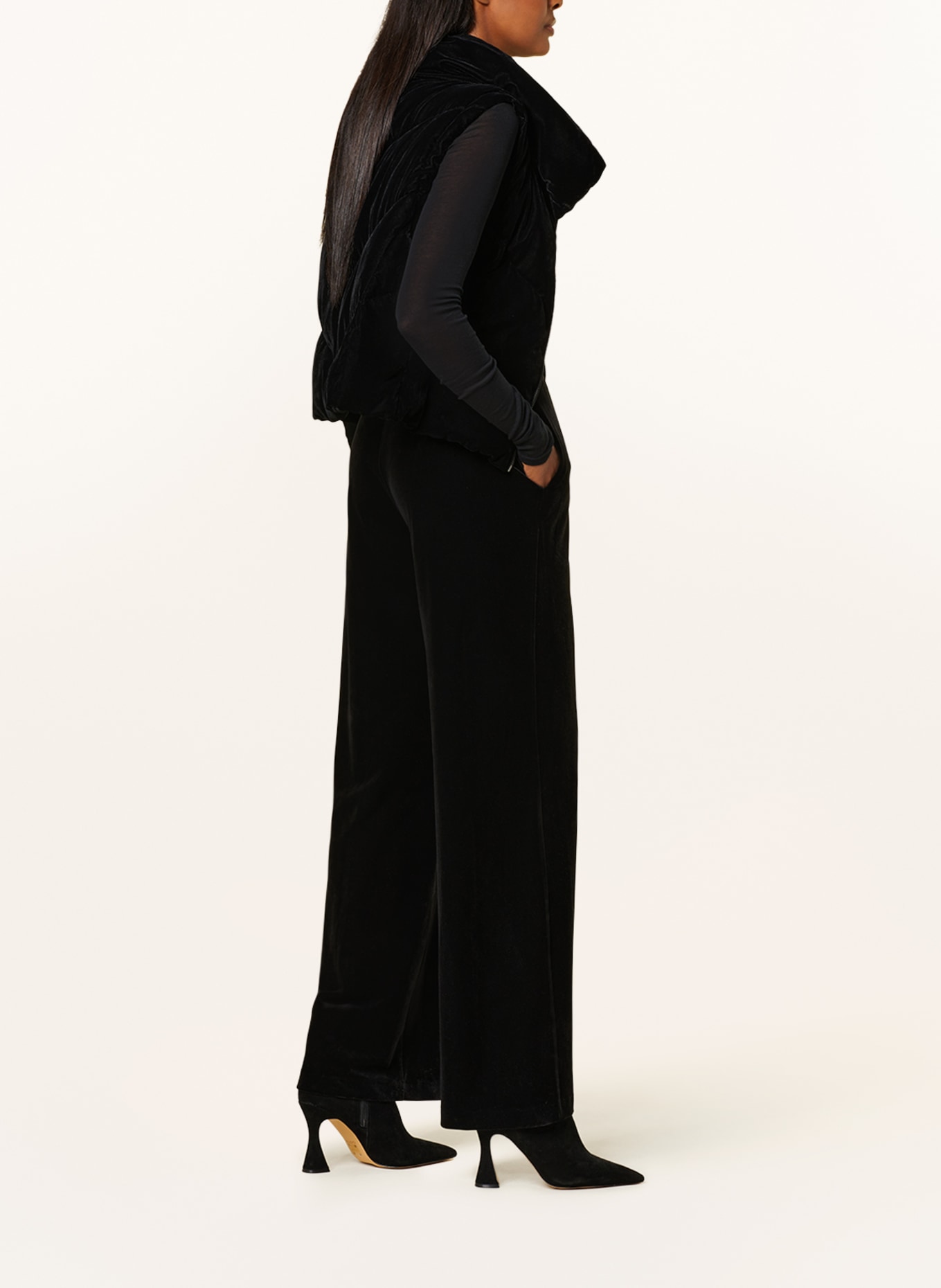 RIANI Wide leg trousers made of velvet, Color: BLACK (Image 4)