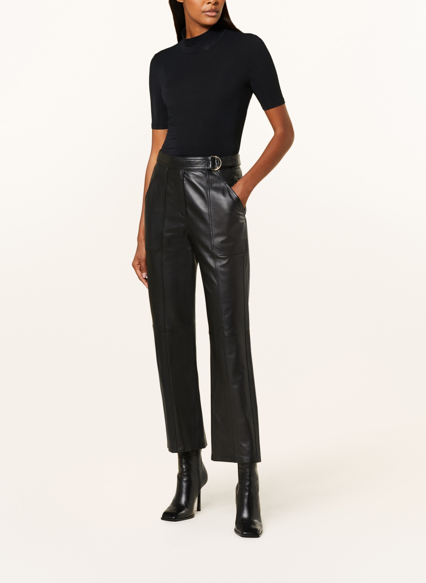 RIANI Leather trousers, Color: BLACK (Image 2)