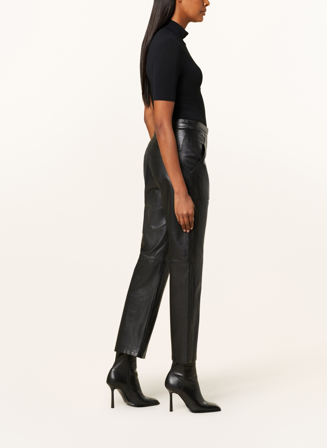 RIANI Leather trousers, Color: BLACK (Image 4)