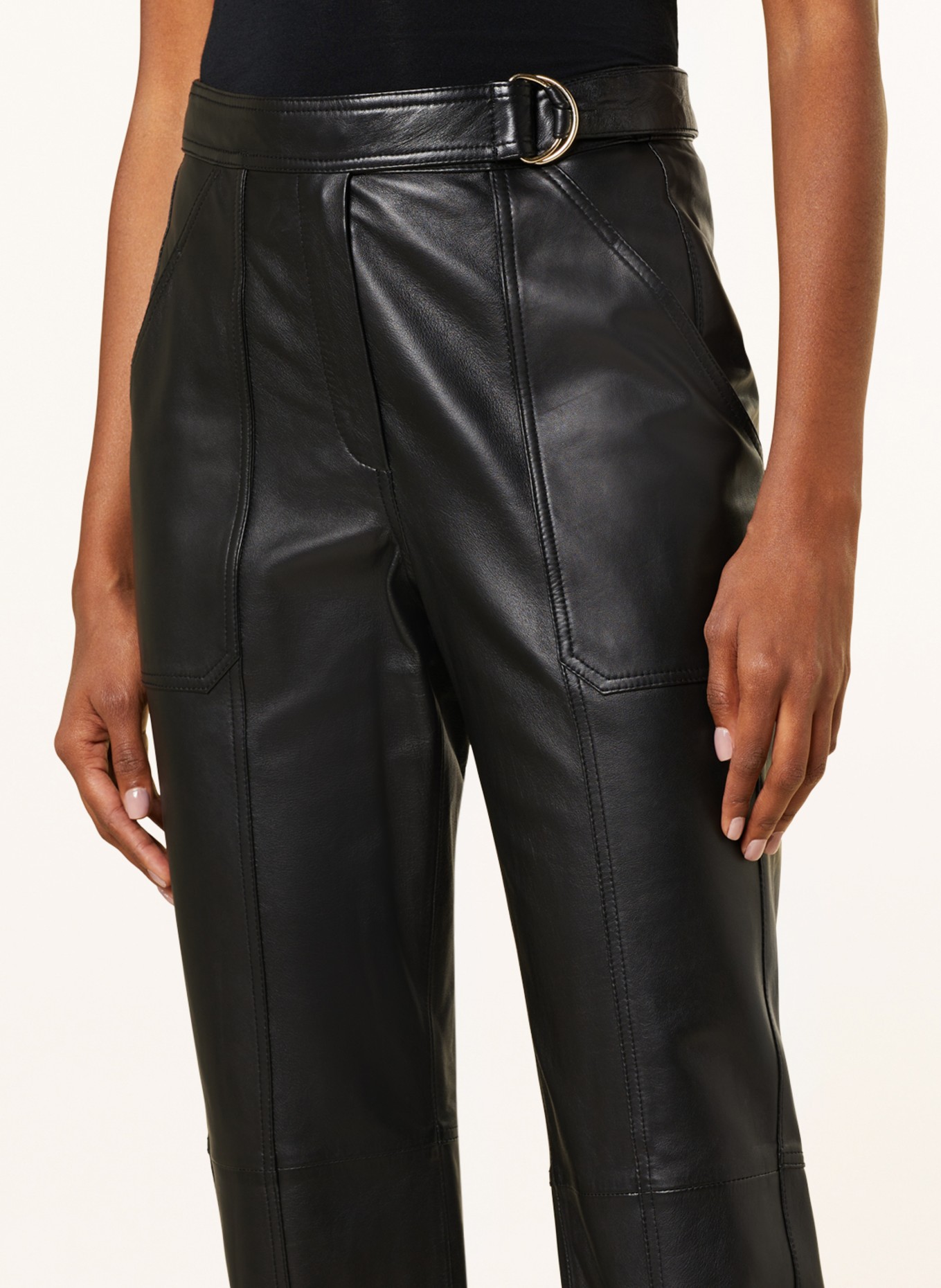 RIANI Leather trousers, Color: BLACK (Image 5)