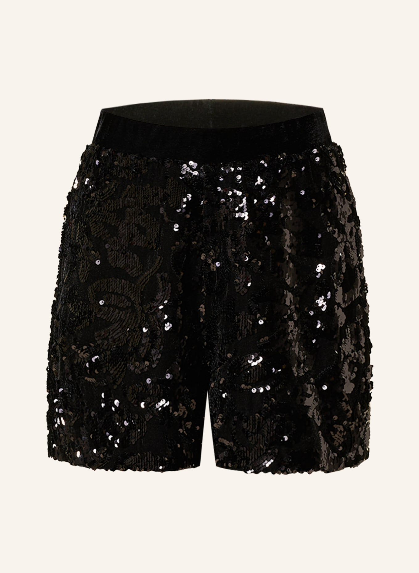 RIANI Velvet shorts with sequins, Color: BLACK (Image 1)