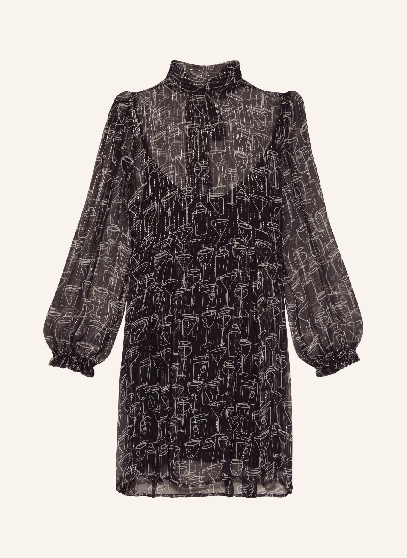 RIANI Šaty s vázačkou z hedvábí s třpytivou přízí, Barva: ČERNÁ/ ZLATÁ (Obrázek 1)