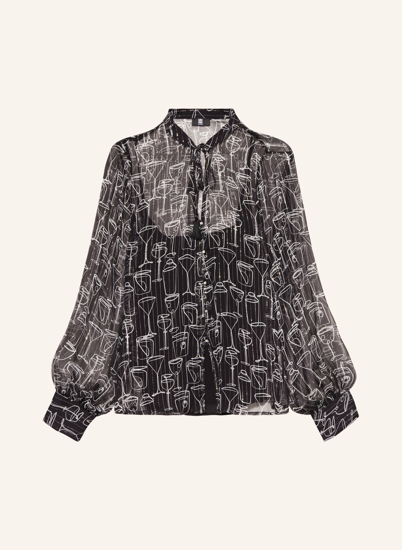 RIANI Silk blouse with glitter thread, Color: BLACK (Image 1)
