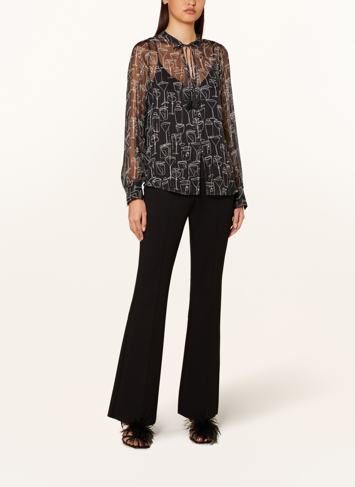 RIANI Silk blouse with glitter thread, Color: BLACK (Image 2)