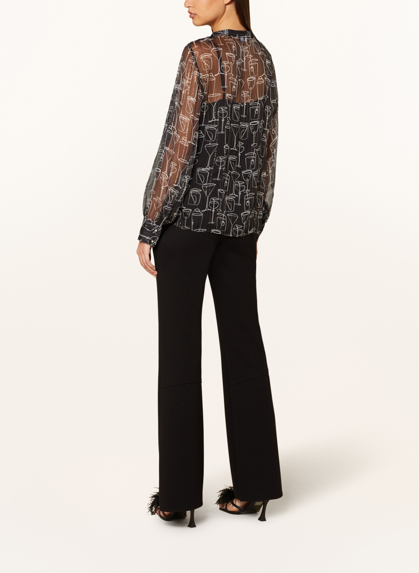 RIANI Silk blouse with glitter thread, Color: BLACK (Image 3)