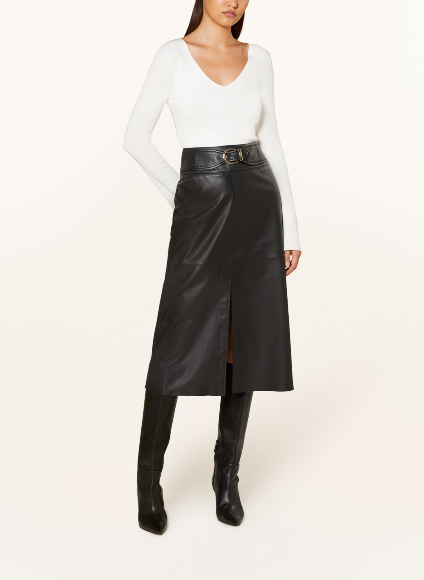 RIANI Leather skirt, Color: BLACK (Image 2)